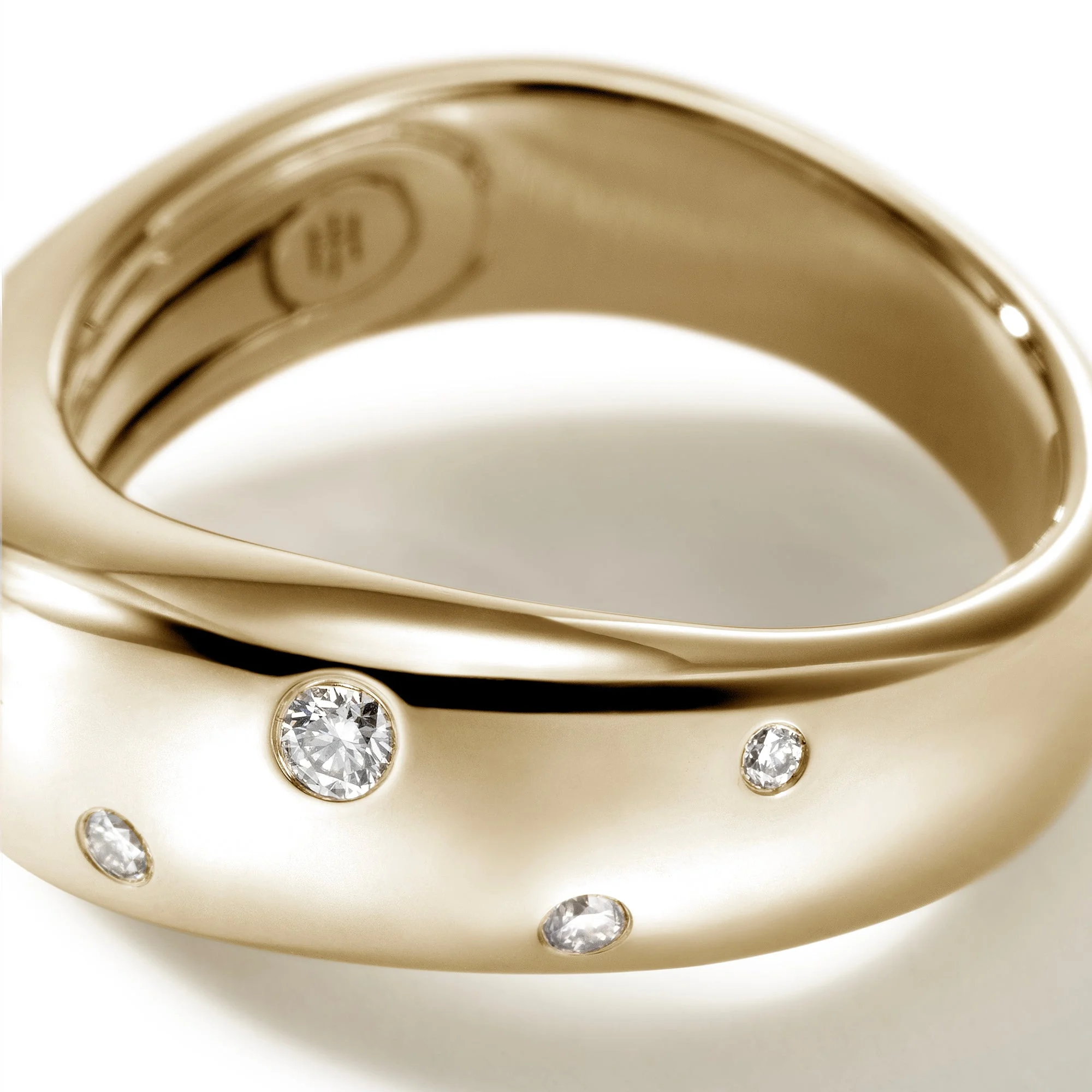 Surf Ring, Gold, Diamonds, Wide - 1
