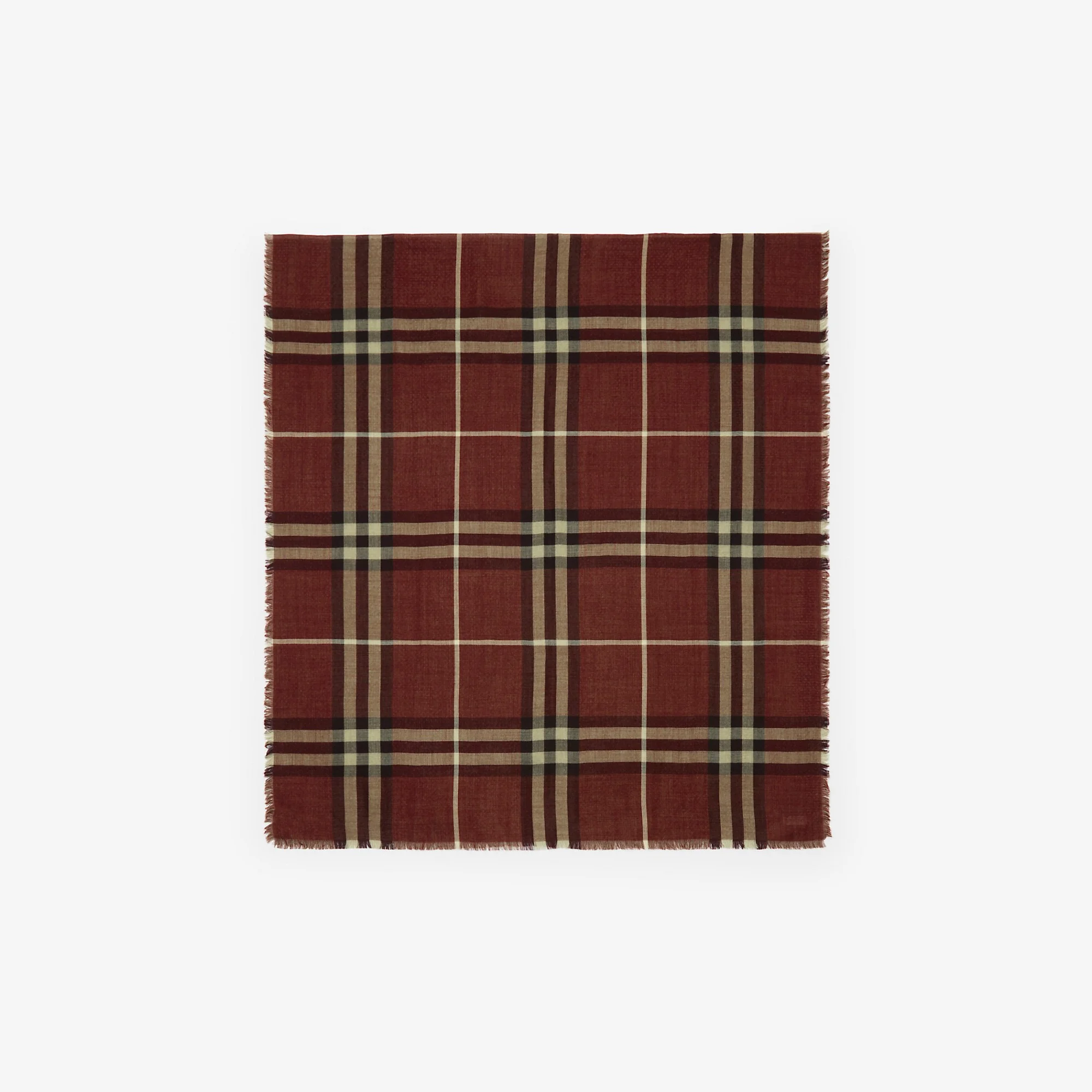 Wide Reversible Check Wool Silk Scarf - 1