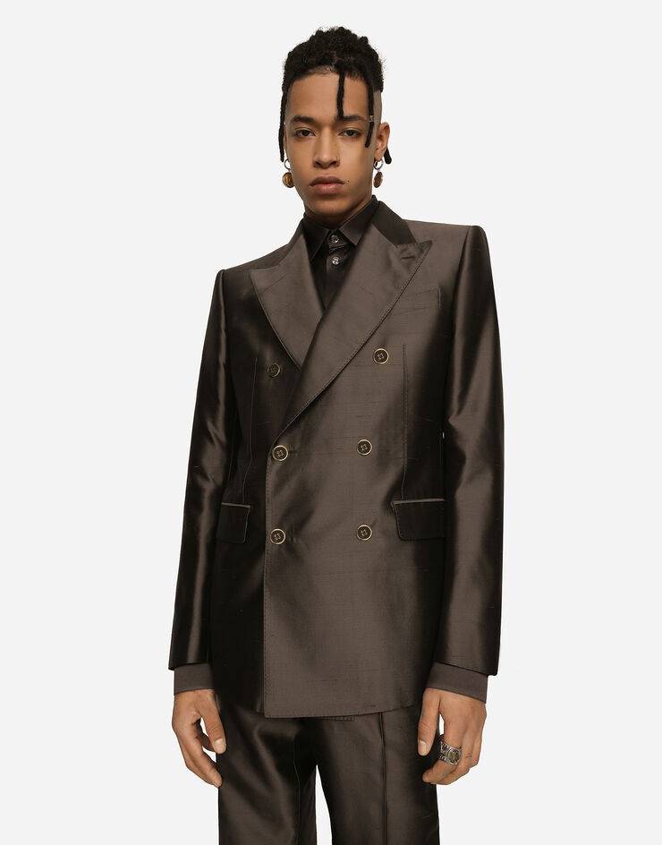 Shantung silk double-breasted Sicilia-fit suit - 4