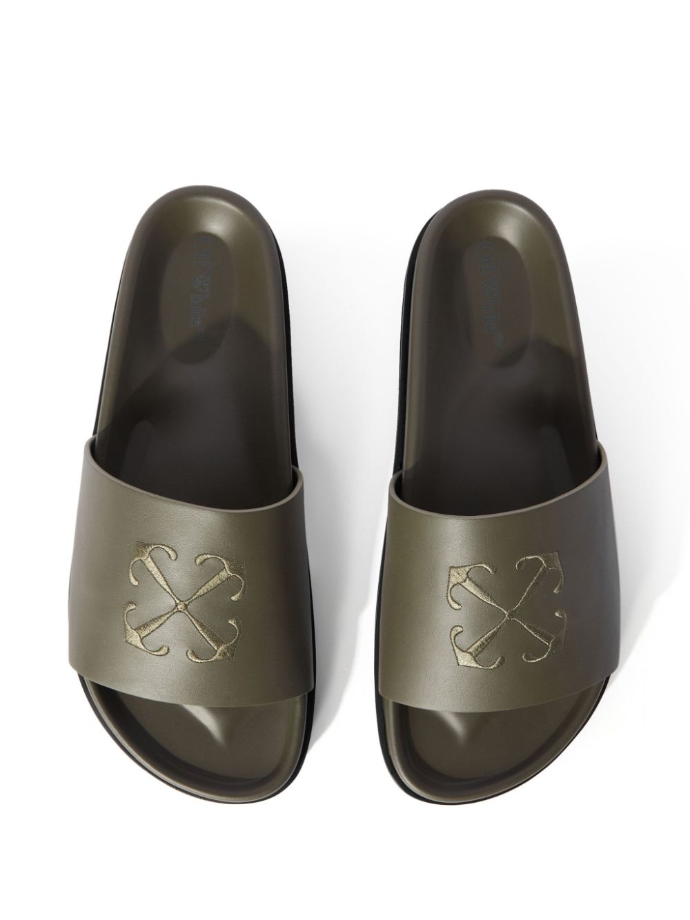 Arrows-embroidery leather slides - 4