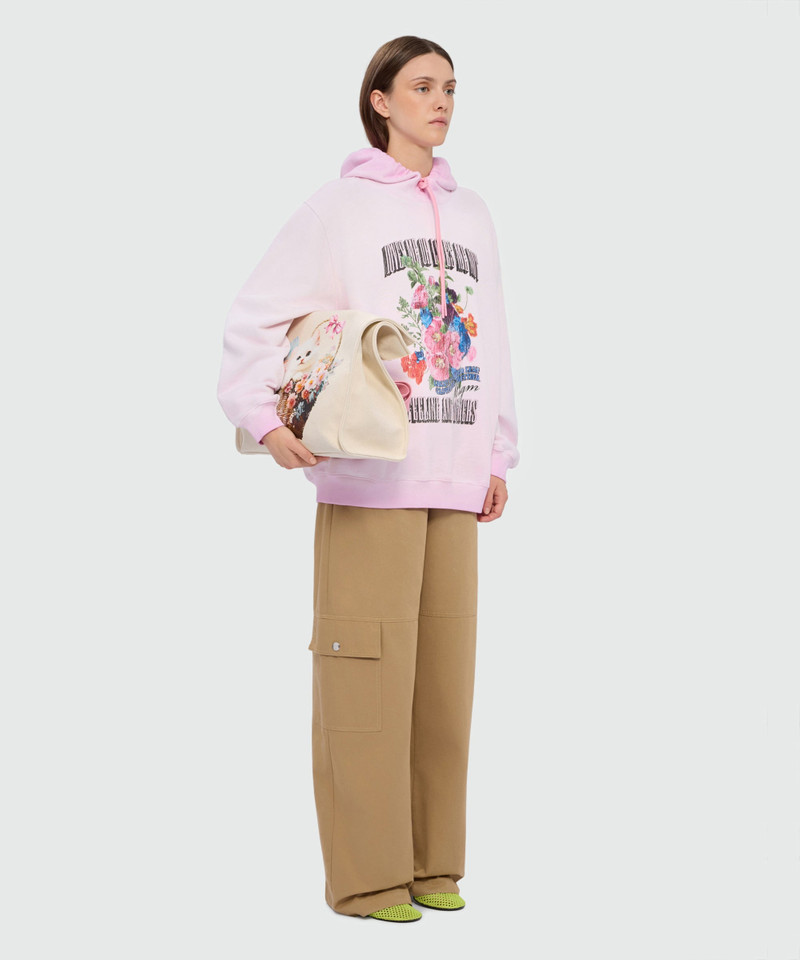 Pink cotton hoodie with hand-applied gradient treatment 4