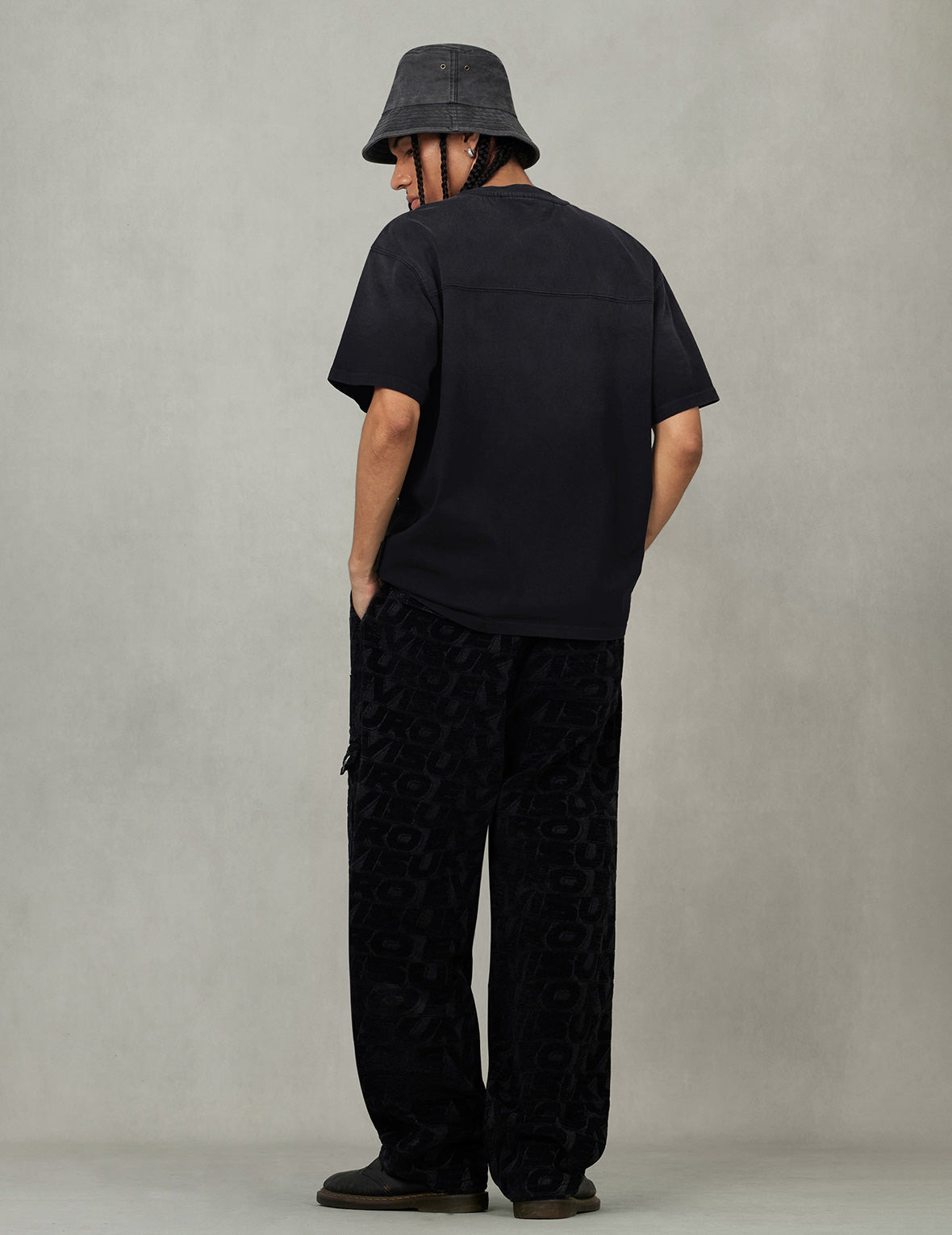 EVISUKURO Waffle Embroidery and Spray Dye Relax Fit T-shirt - 5