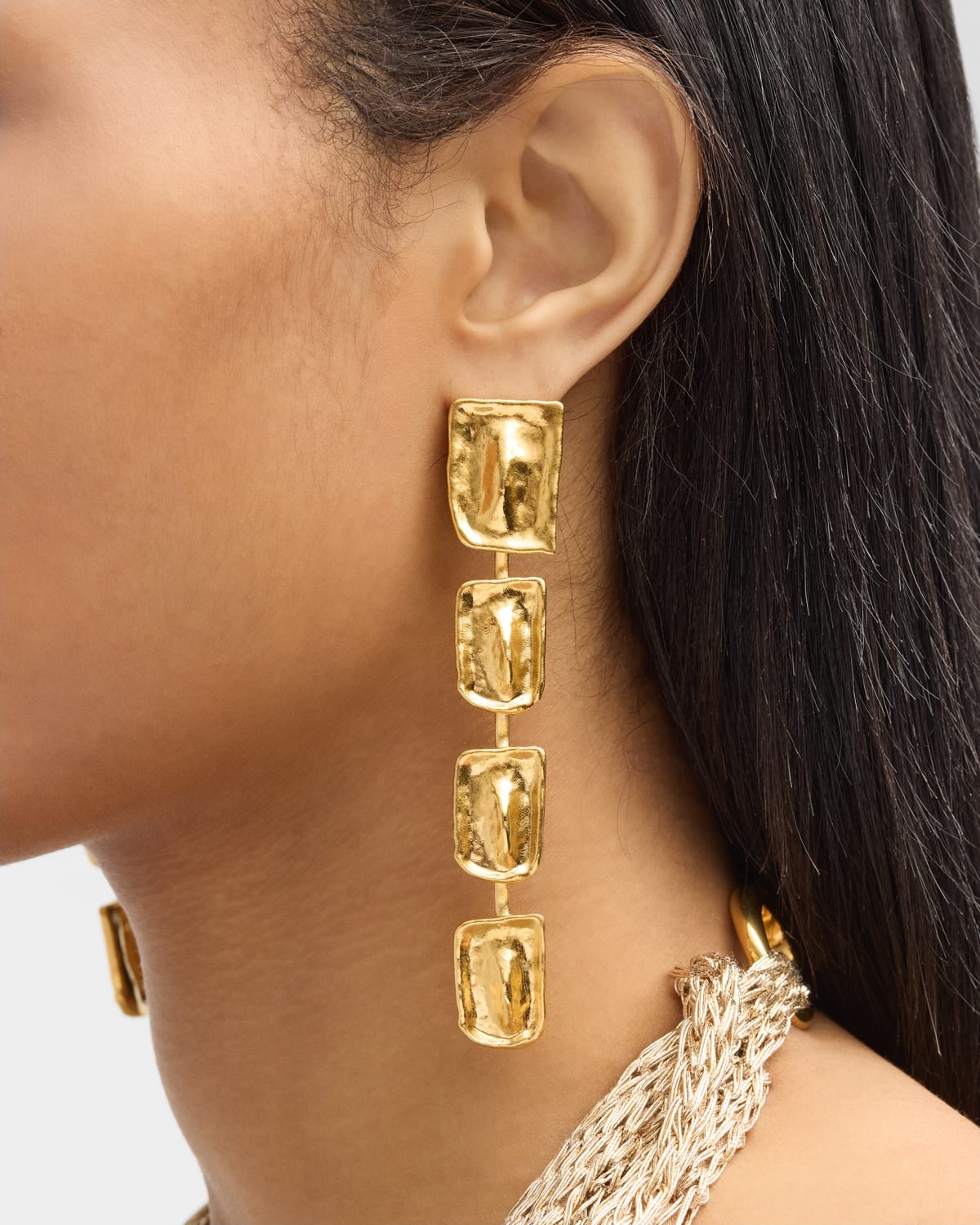 Brass Clip-On Drop Earrings - 2