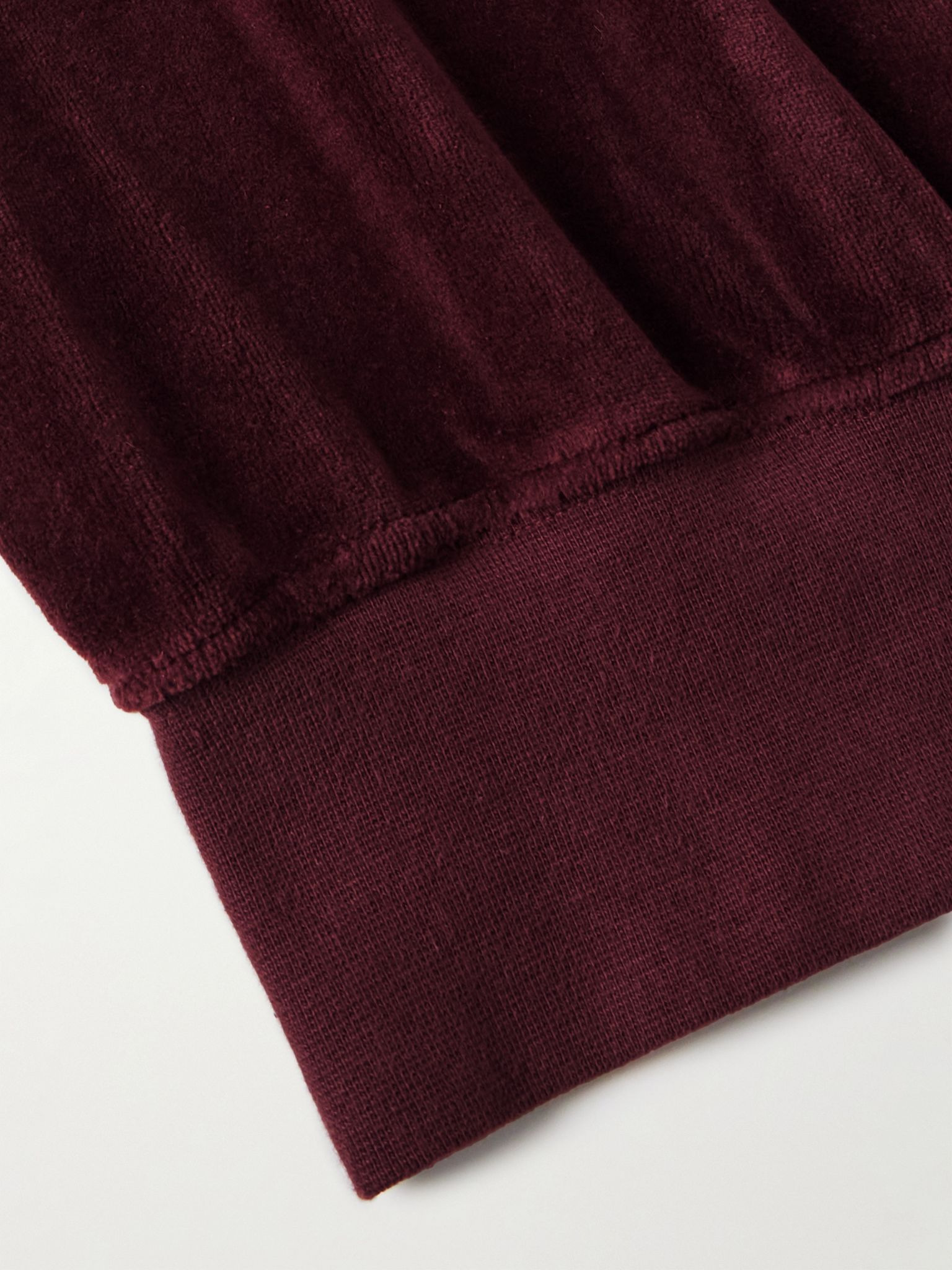 Cotton-Blend Velour Half-Zip Sweatshirt Burgundy - 5