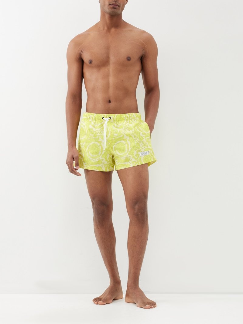 Baroco-print logo-patch swim shorts - 2