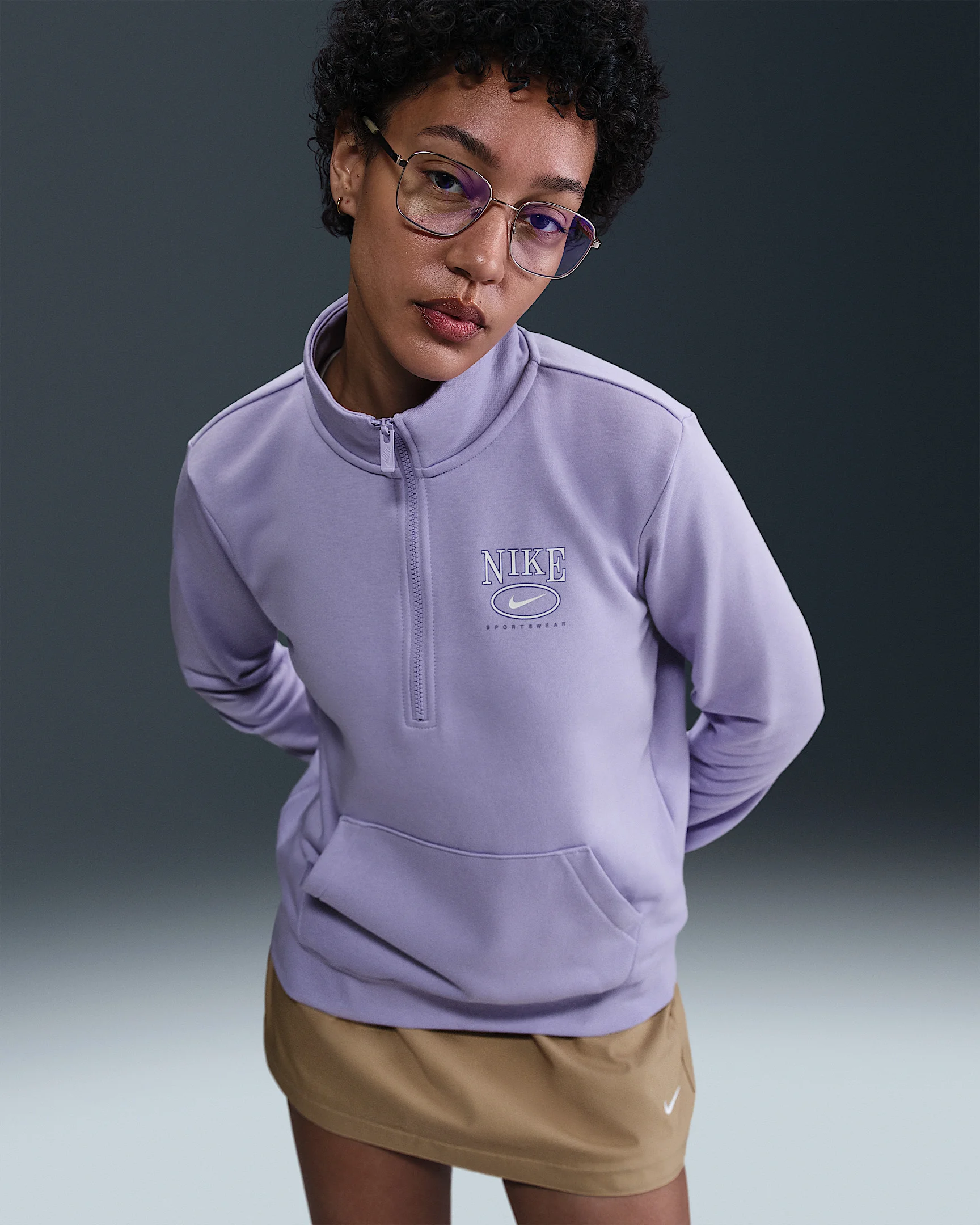 Nike Sportswear Club Fleece Women's Mock-Neck 1/2-Zip Graphic Top - 1