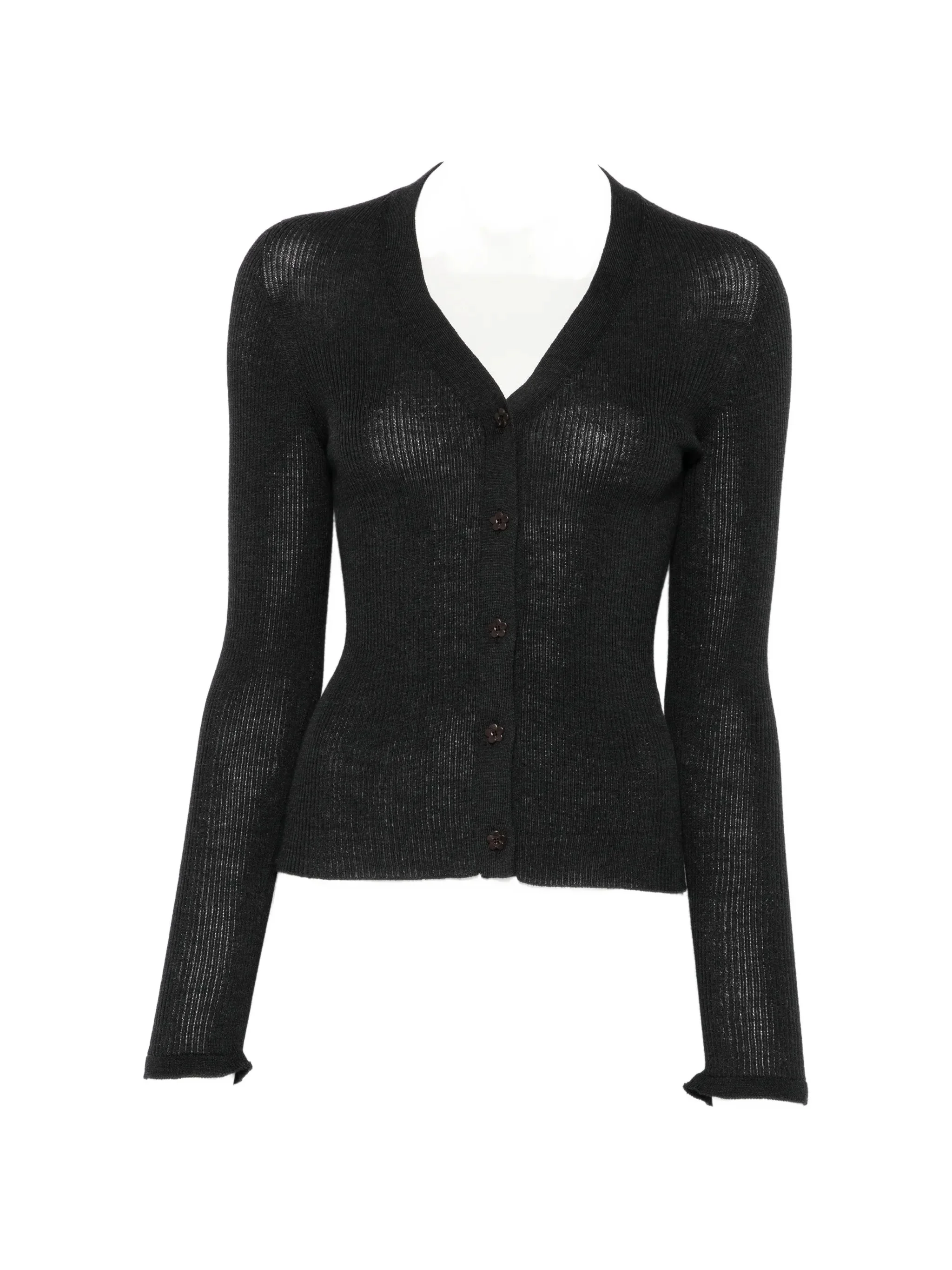 Cecilie Bahnsen Ribbed-knit V-neck Cardigan - 1