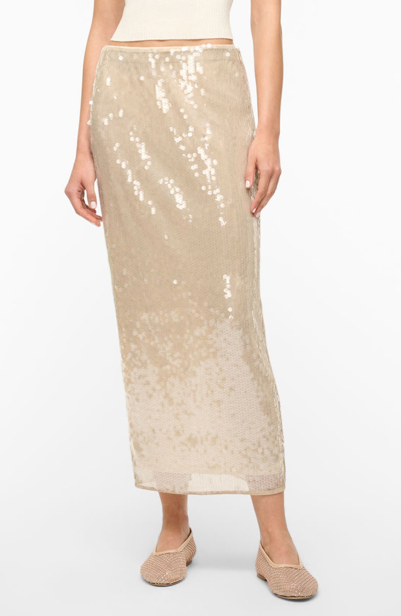 STAUD Casey Sequin Skirt in Moon at Nordstrom - 1