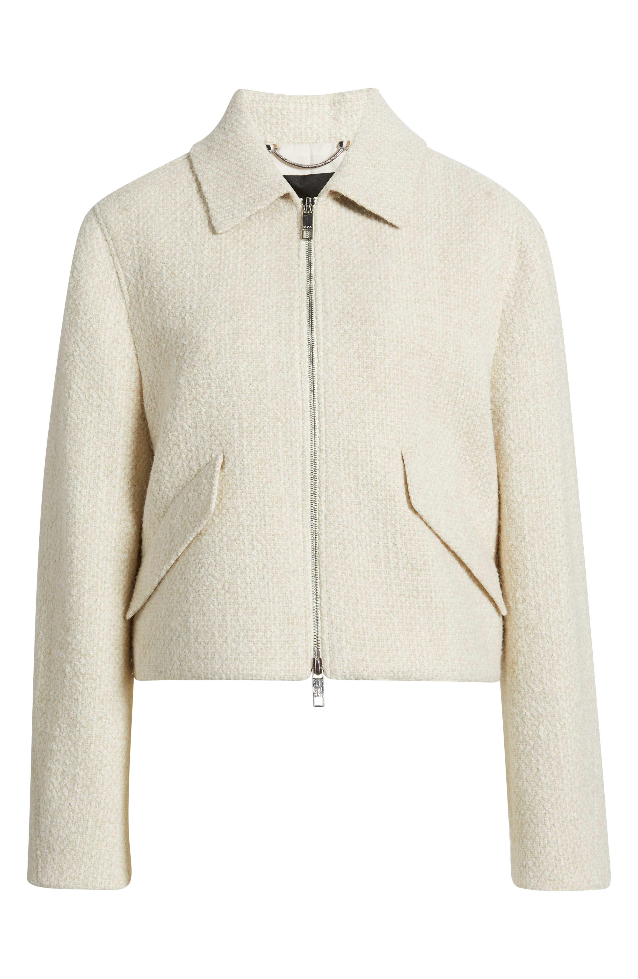 BOSS Cafiore Textured Wool Blend Jacket in Soft Cream at Nordstrom - 6