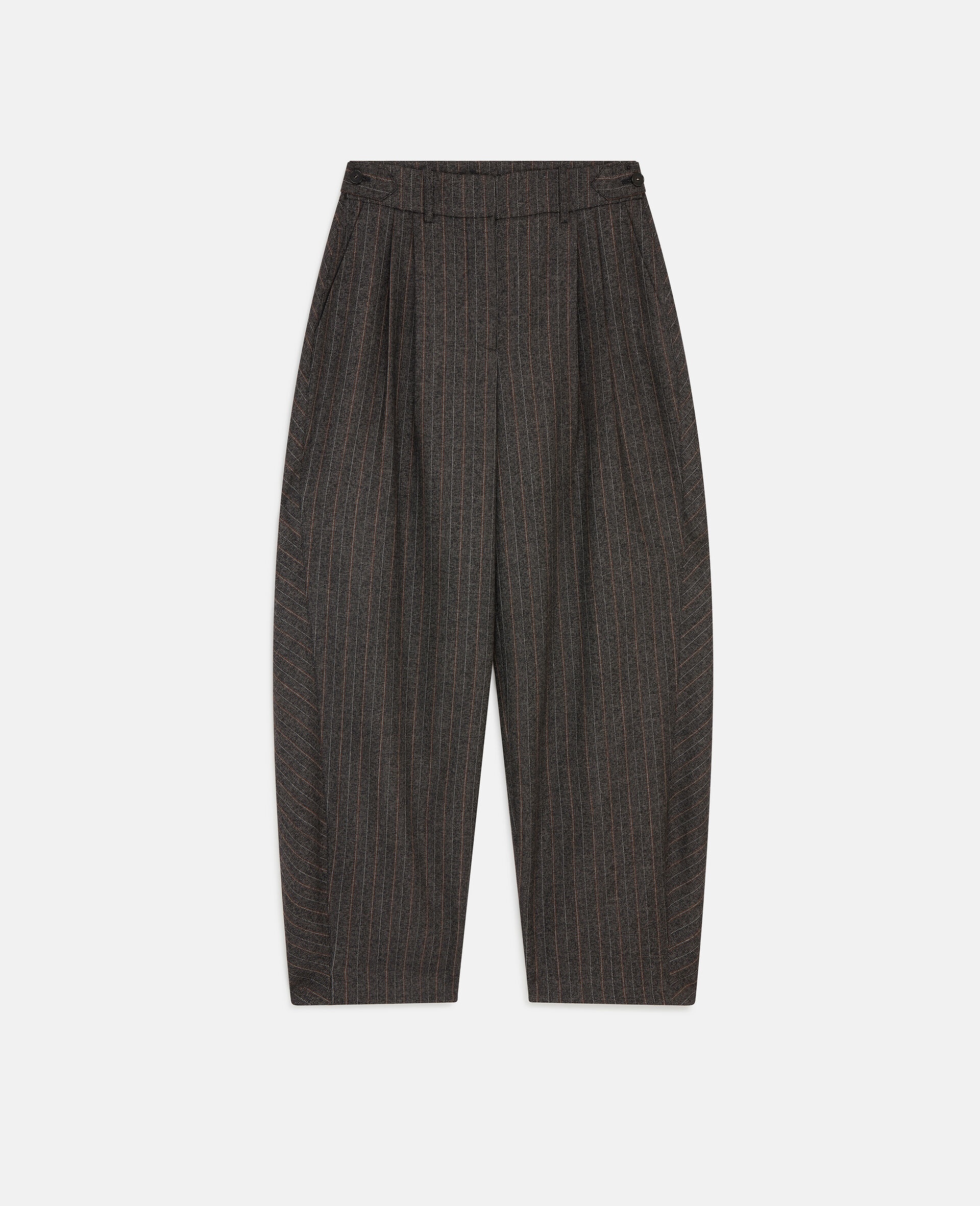 Pinstripe Pleated Wide Leg Trousers - 1