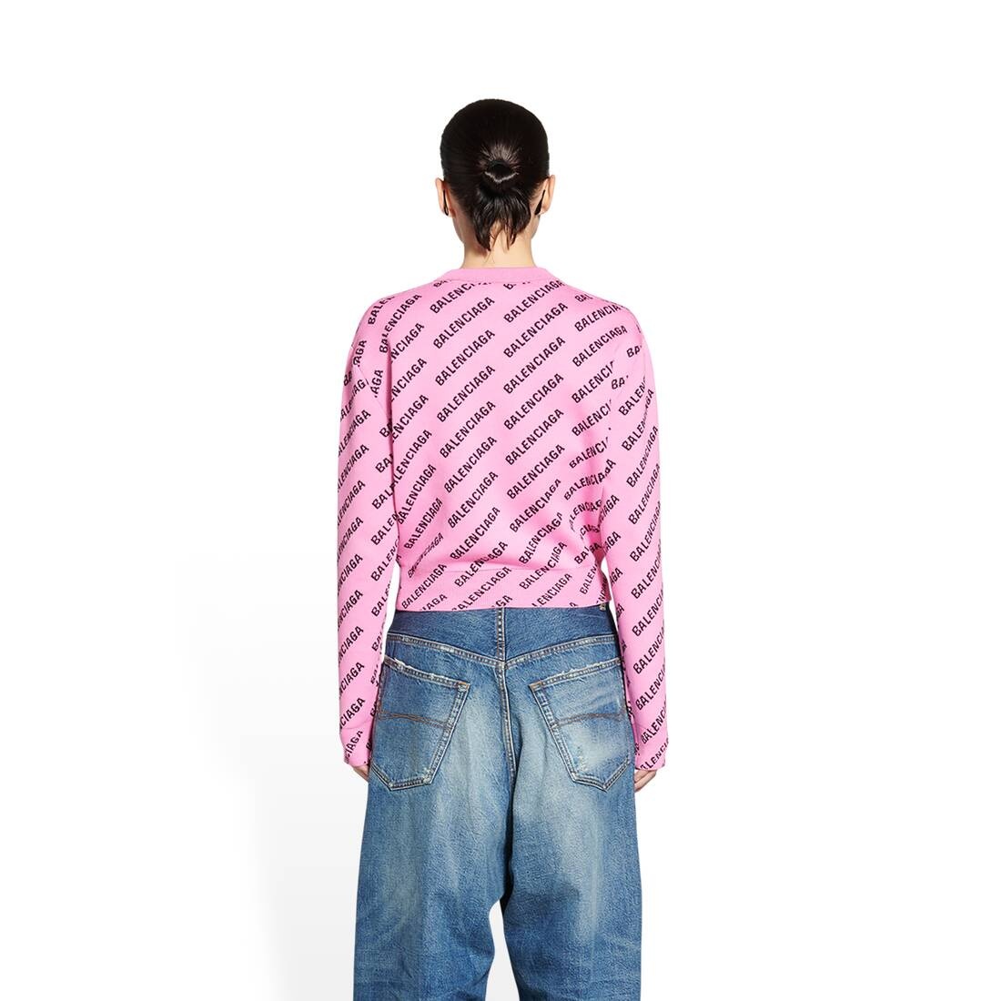 mini allover logo cropped sweater - 4