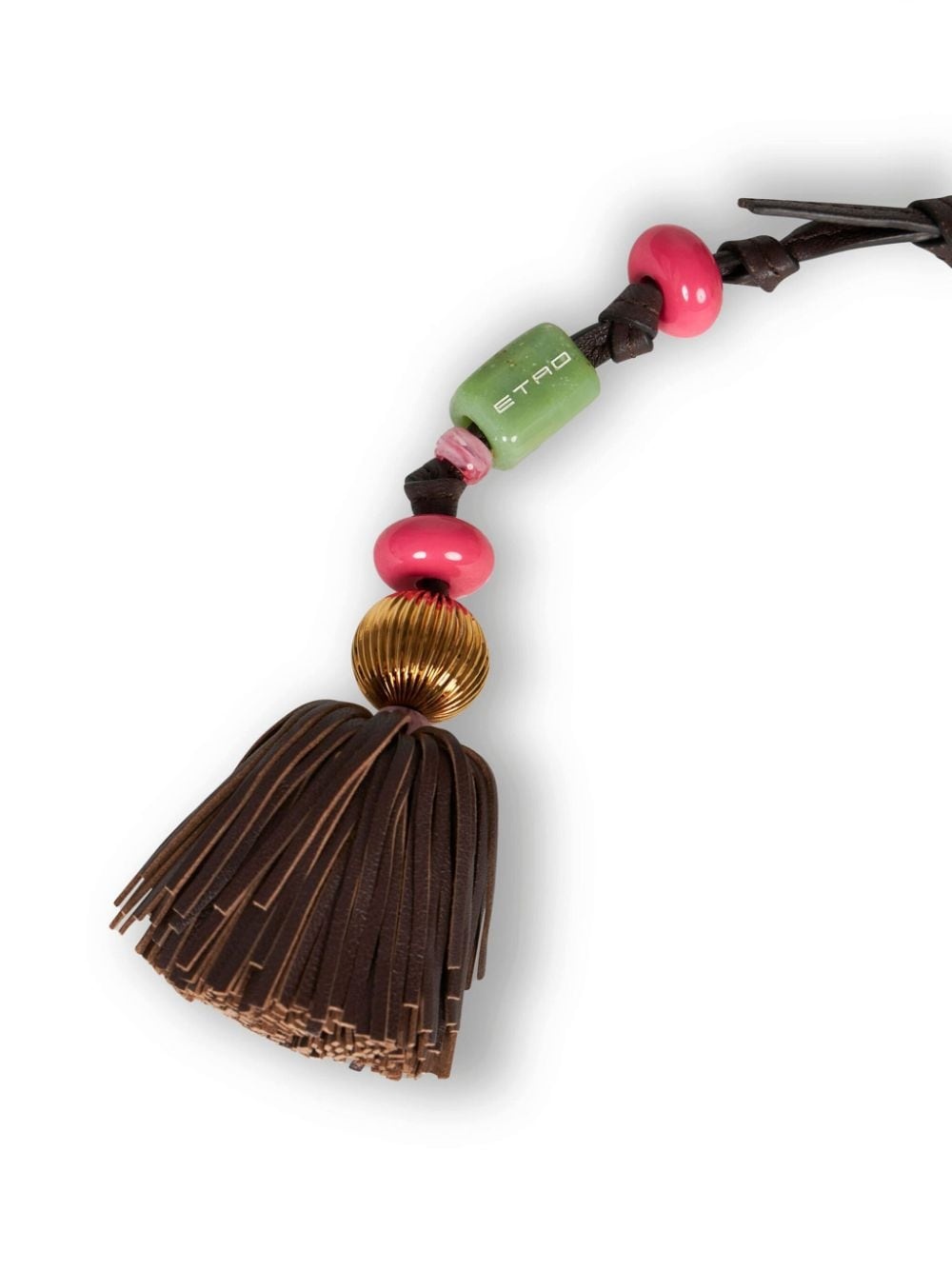 beaded tassel leather charm - 2