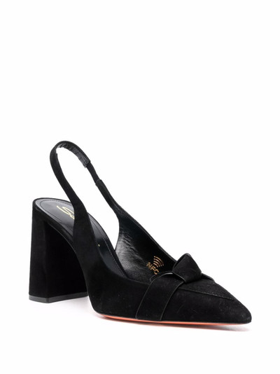 Santoni knot-embellished 95mm slingback pumps outlook