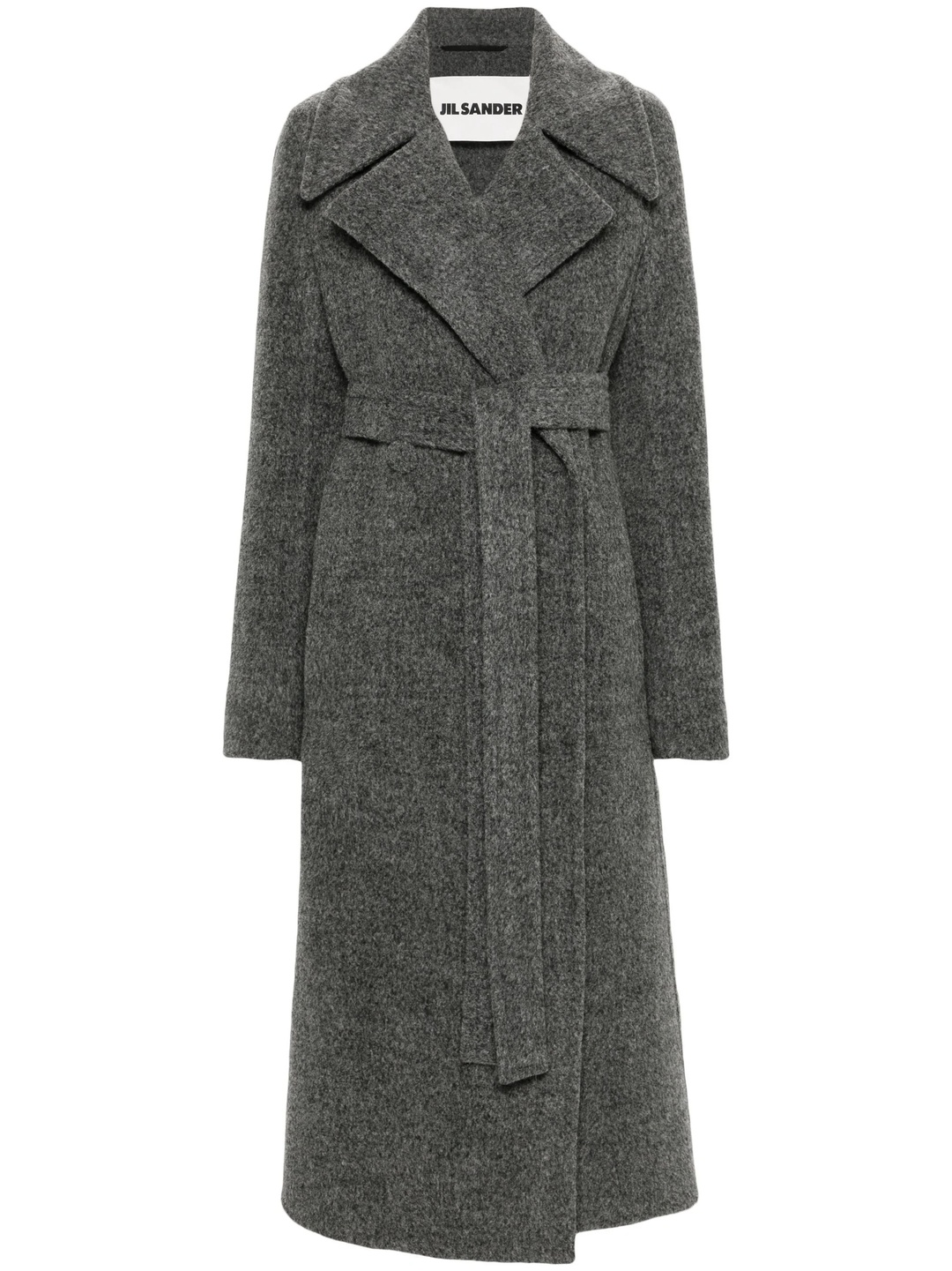 Long Slim Double Breasted Belt Coat - 1