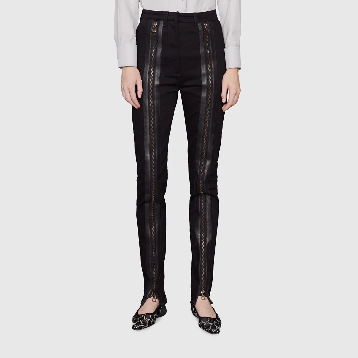 Zip pant with and leather pockets - 3