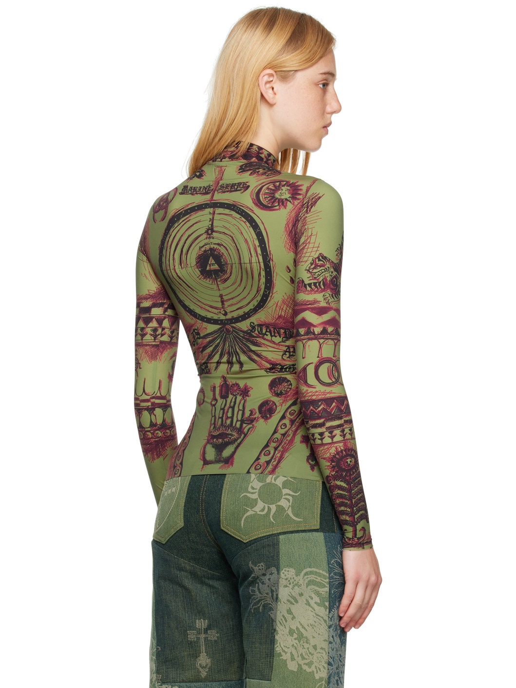 Green Geotic Tattoo Turtleneck - 3