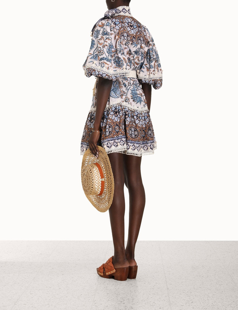Zimmermann VITALI TIE NECK MINI DRESS - 5862DVITCFF | REVERSIBLE