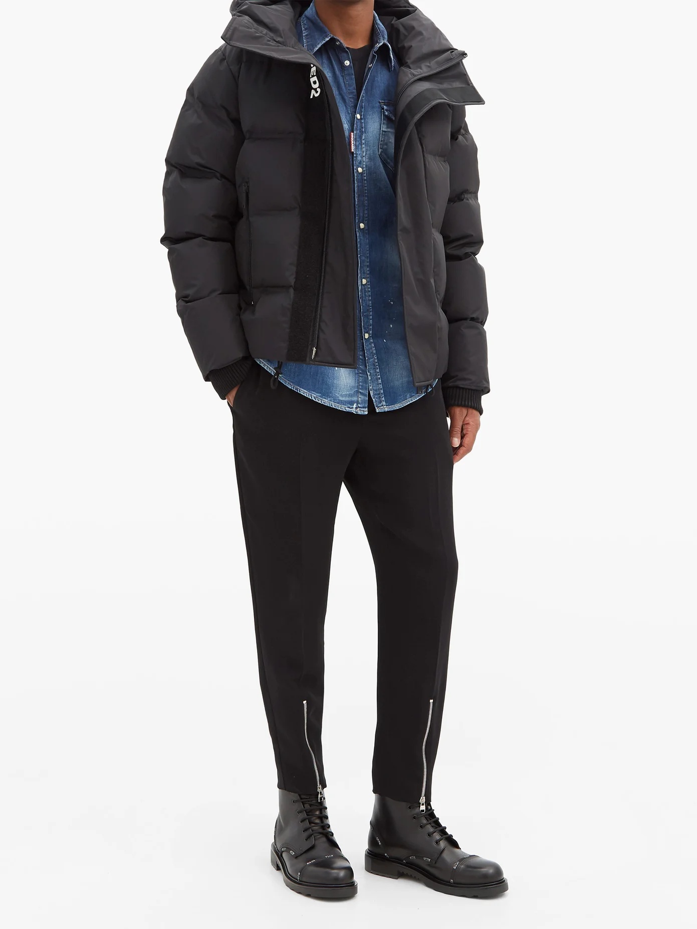 Funnel-neck quilted-shell jacket - 6