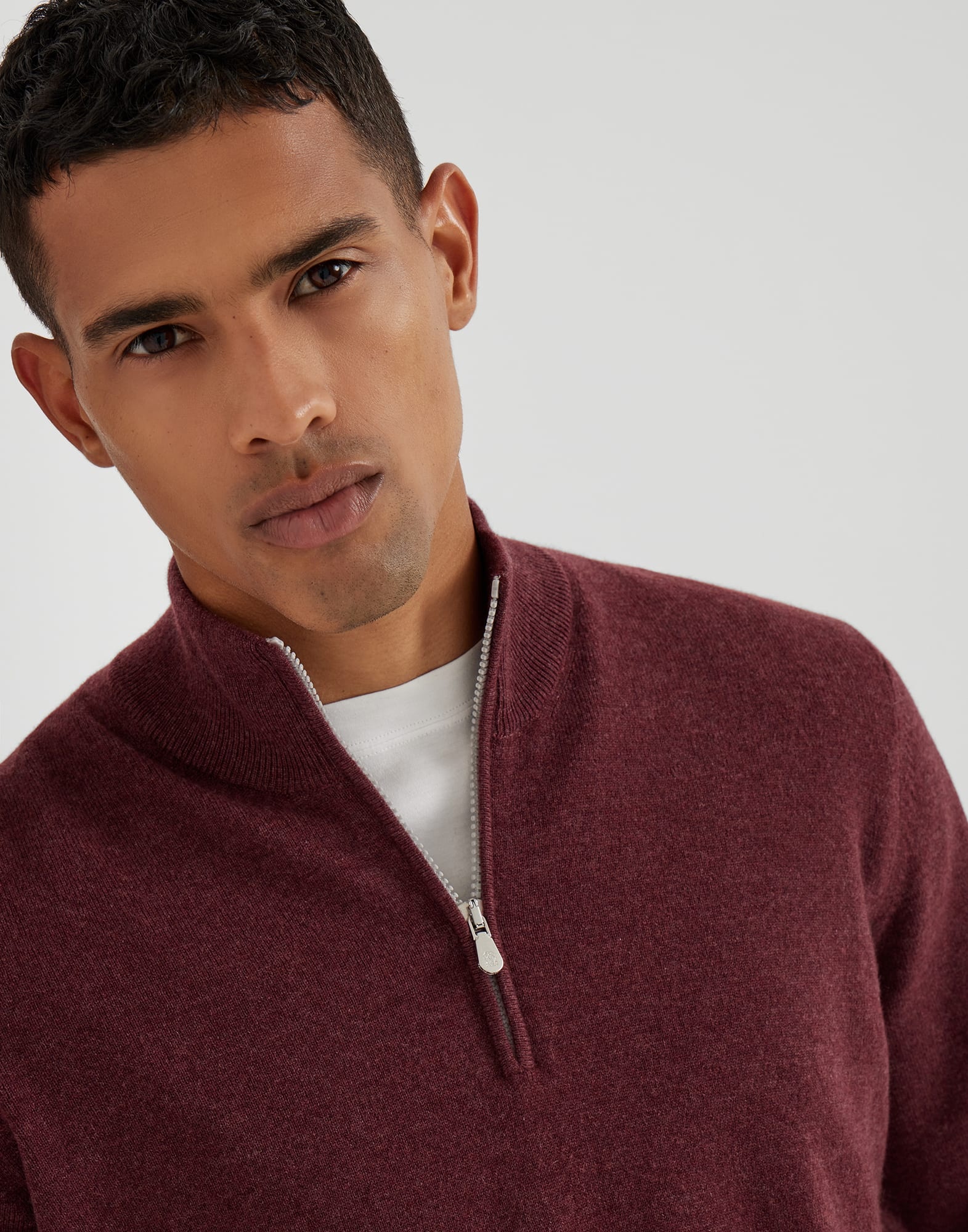 Cashmere sweater with half zip - 3