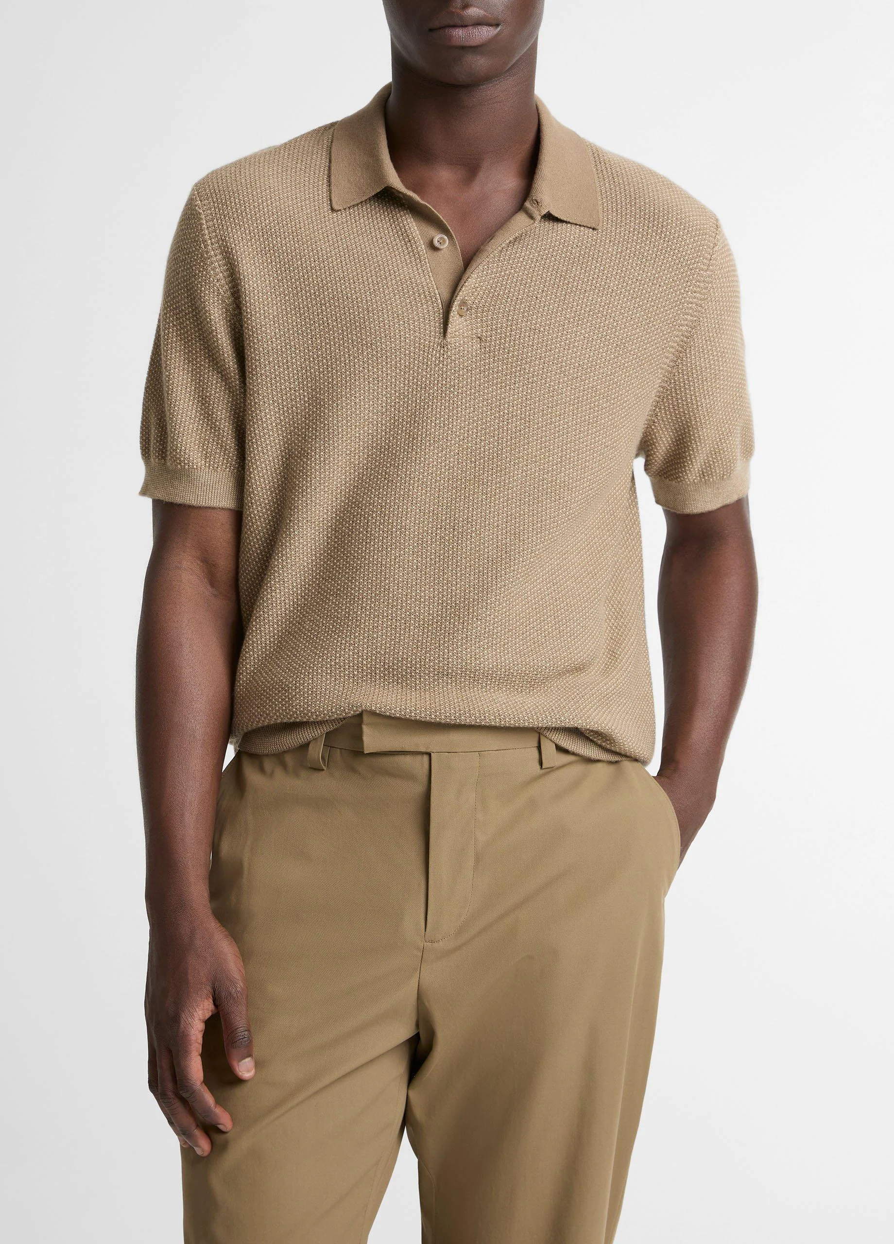 Geo-Jacquard Wool-Blend Blend Polo Sweater - 1