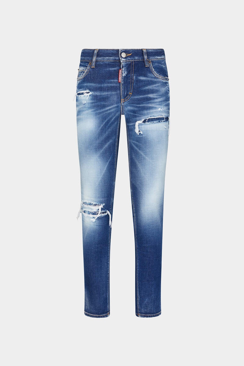 RIPPED KNEE WASH MEDIUM WAIST JENNIFER JEANS - 1