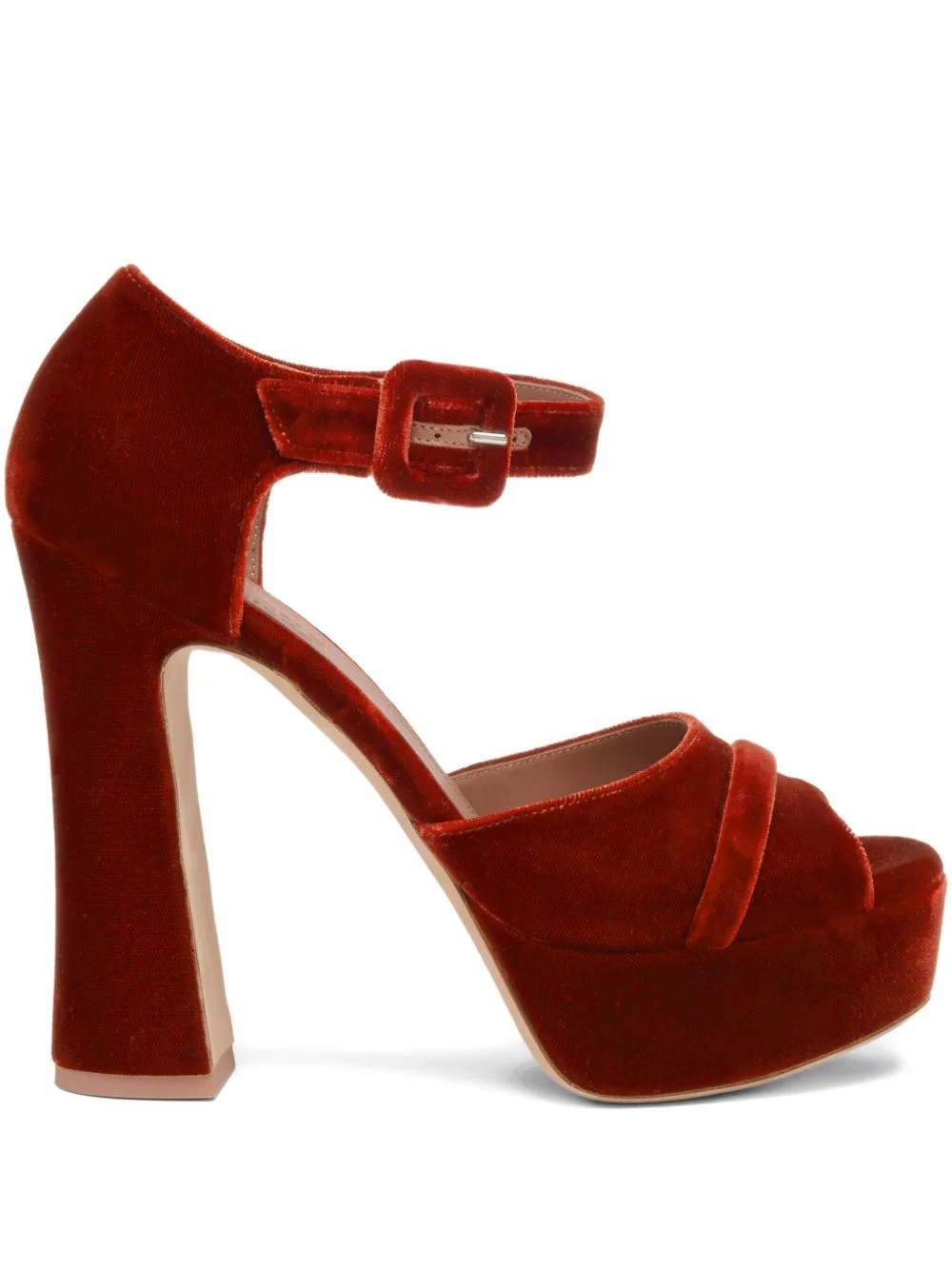 125mm Yuri Buckle velvet platform heeled sandals - 1