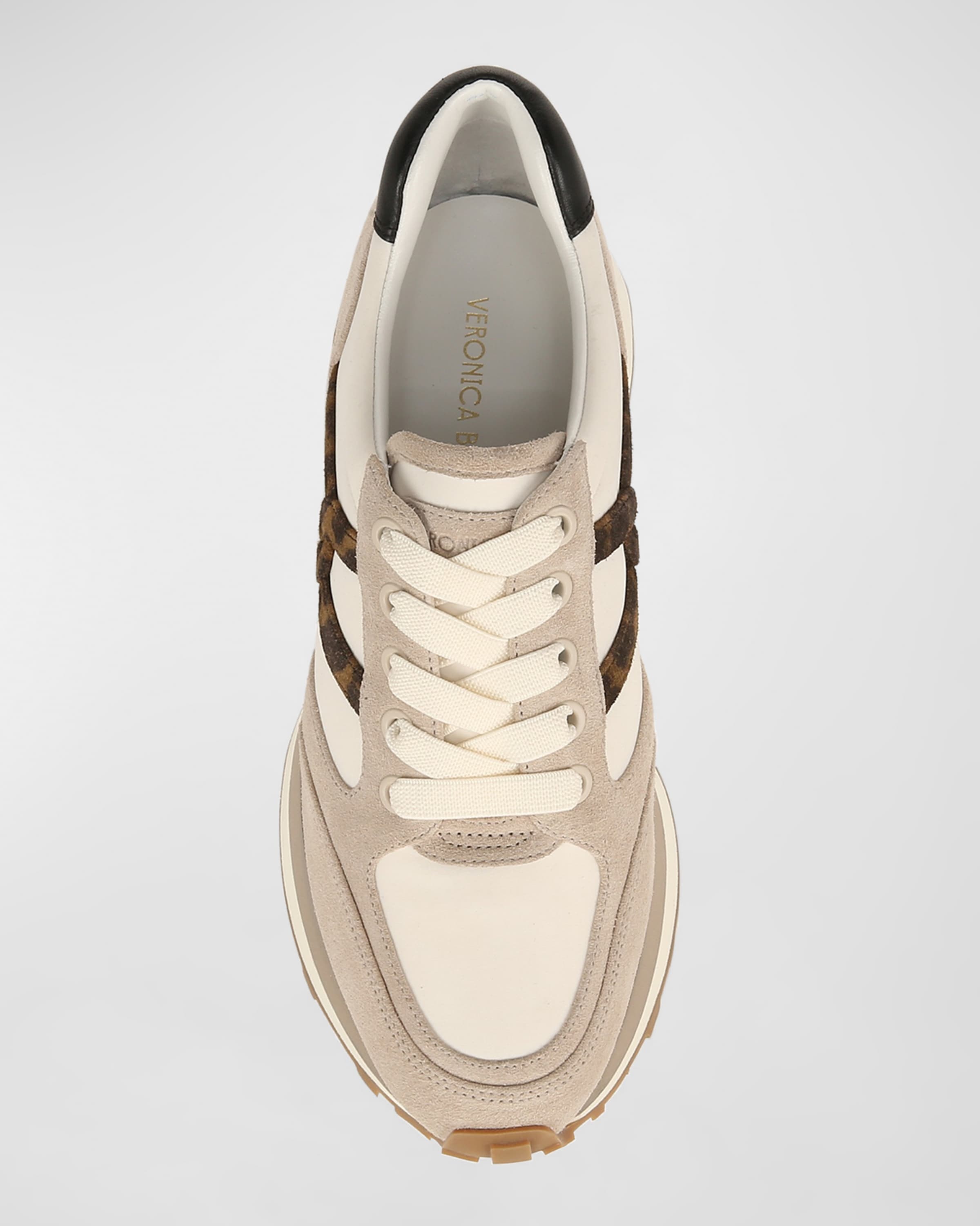 Valentina Mixed Leather Retro Sneakers - 4