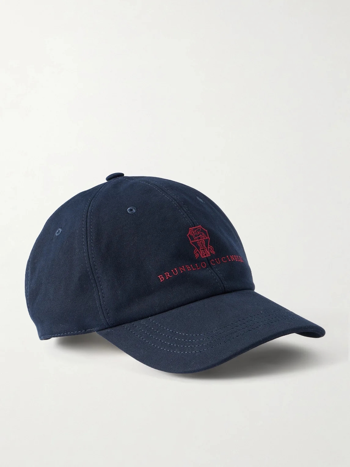 Logo-Embroidered Leather-Trimmed Cotton-Twill Baseball Cap - 1