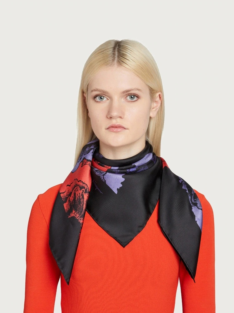 POPPIES PRINT SILK FOULARD 2
