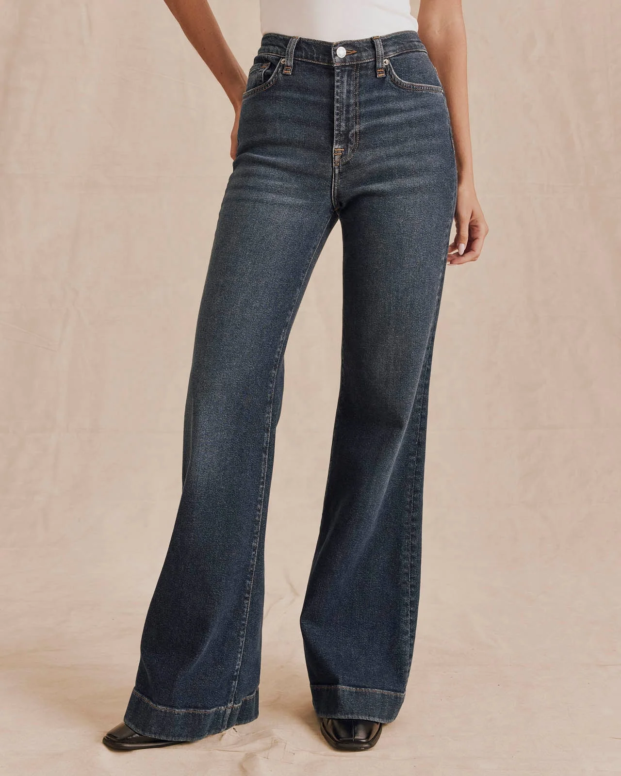 Modern Flare Jean in Dark Blue - 1
