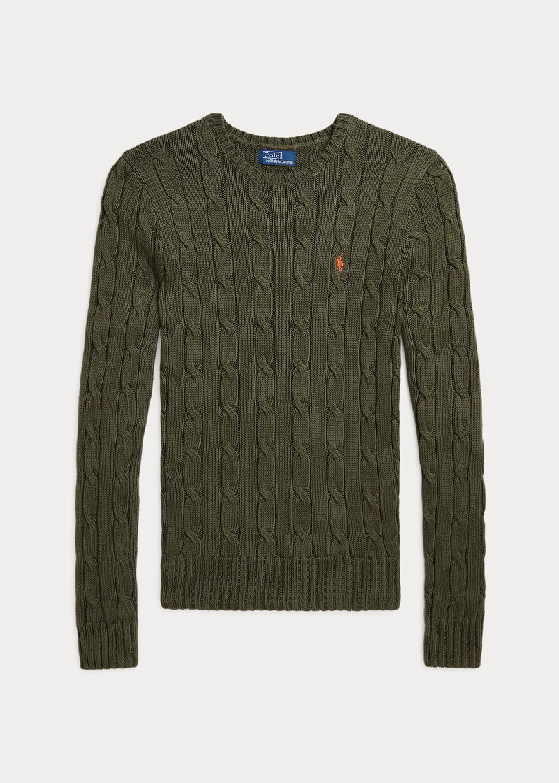 Cable-Knit Cotton Crewneck Sweater 1