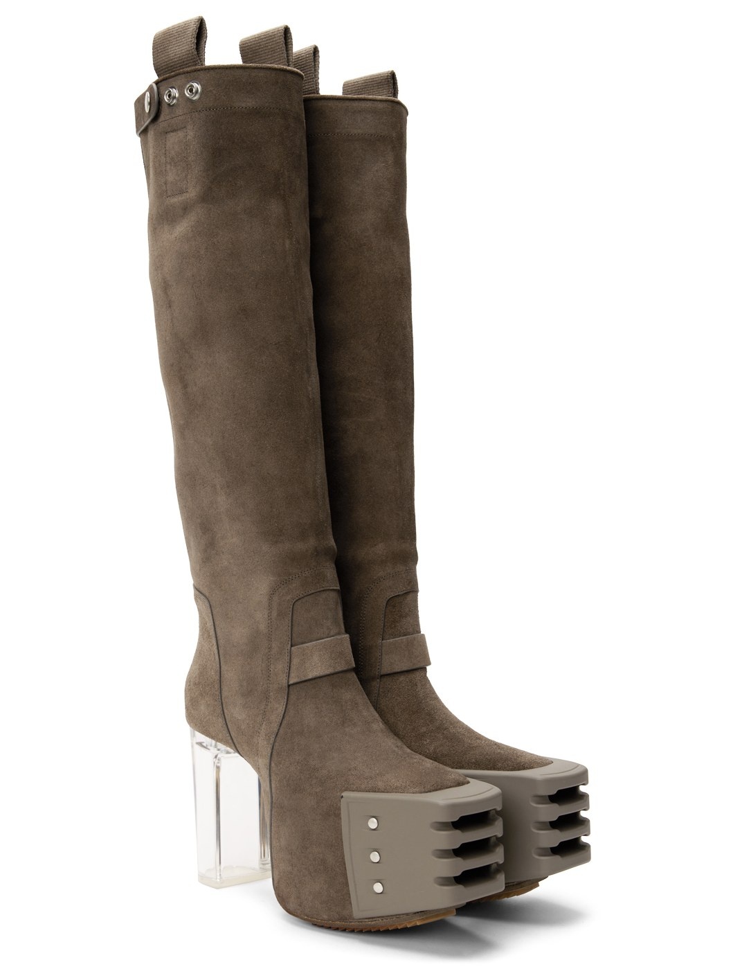 Gray Pull On Platform Boots - 4