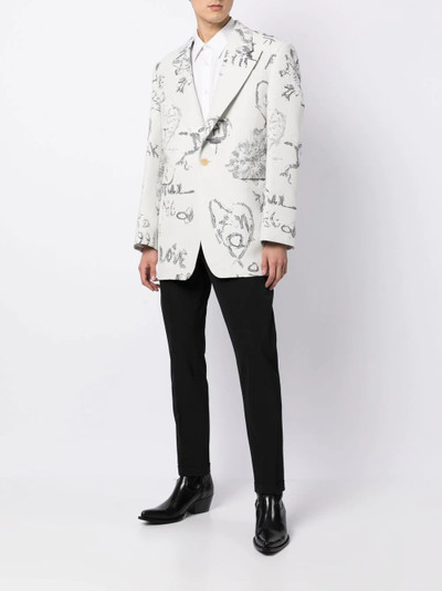 Alexander McQueen sketchbook-print single-breasted blazer outlook