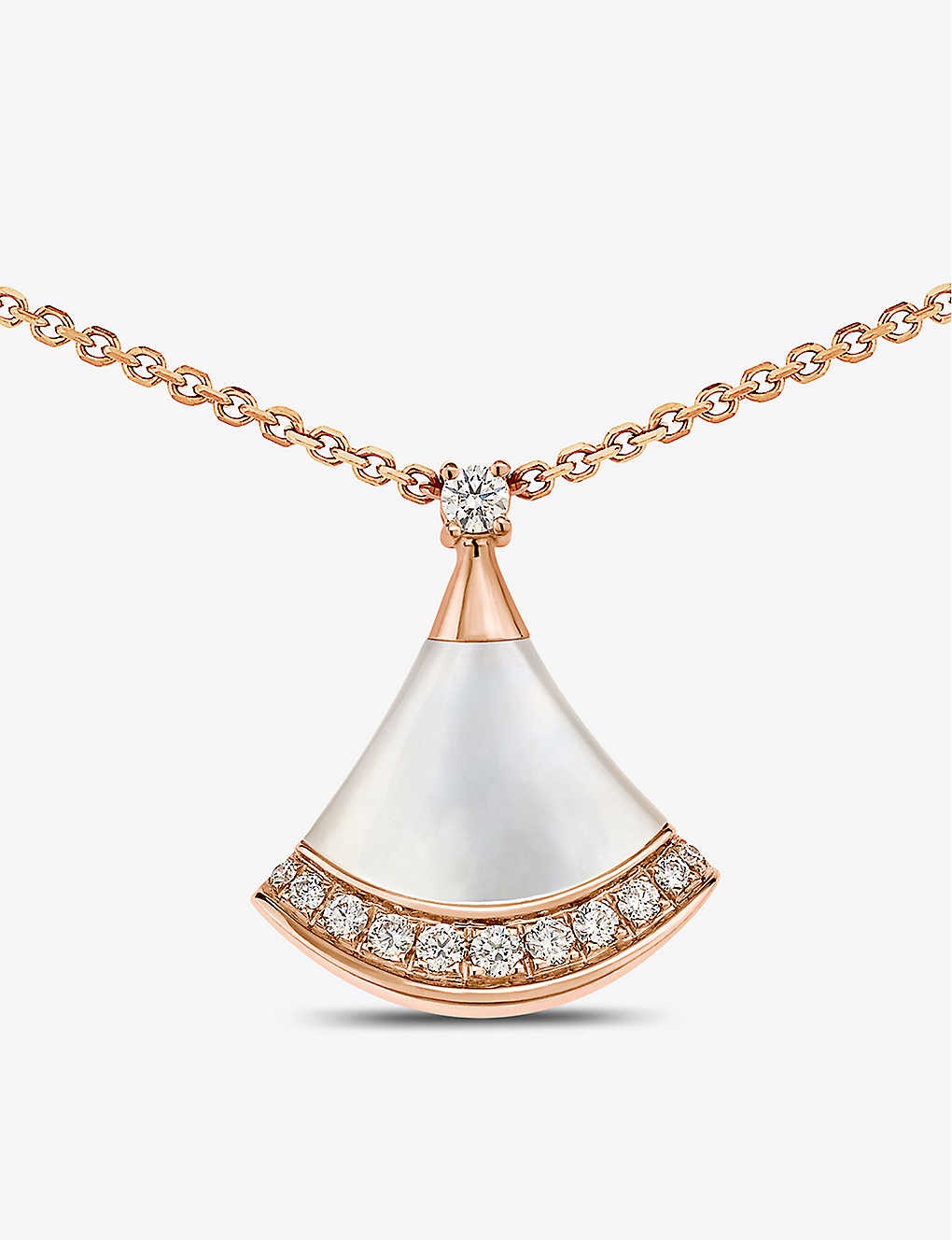 Divas Dream 18ct rose-gold, 0.13ct brilliant-cut diamond and mother-of-pearl pendant necklace - 3