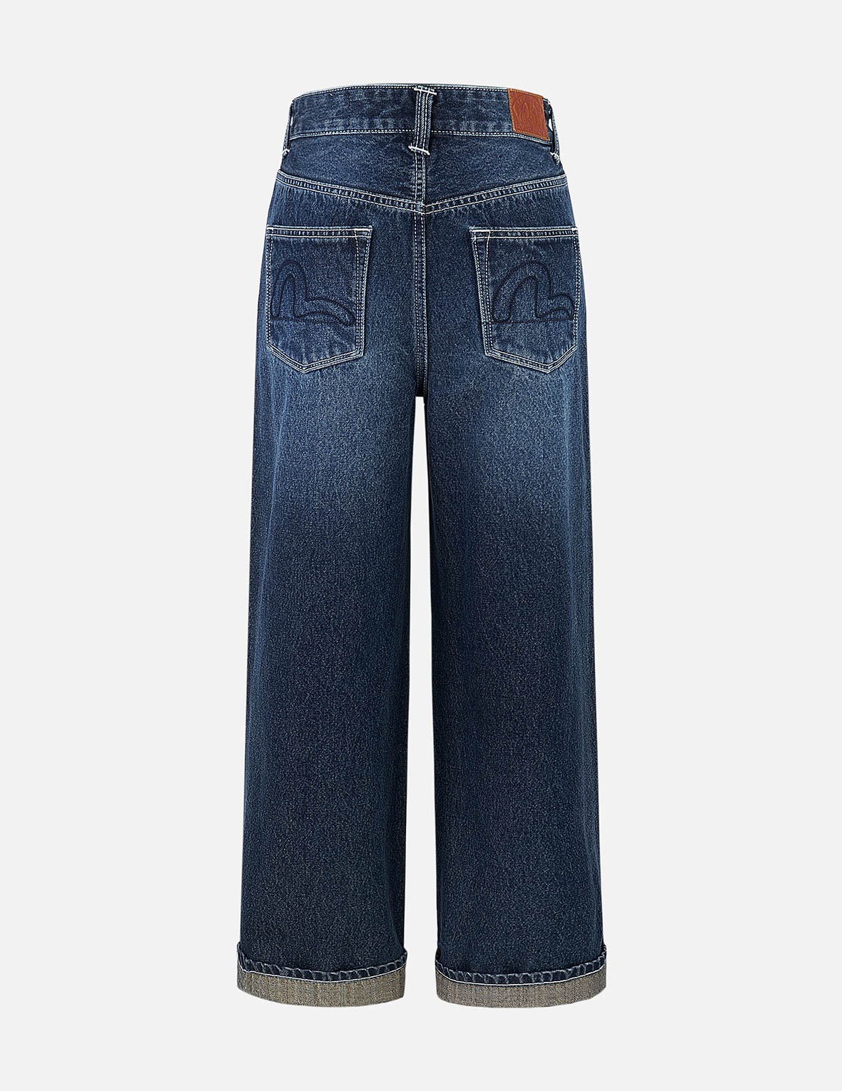 BUTTERFLY AND SEAGULL EMBROIDERY WIDE-LEG JEANS - 2
