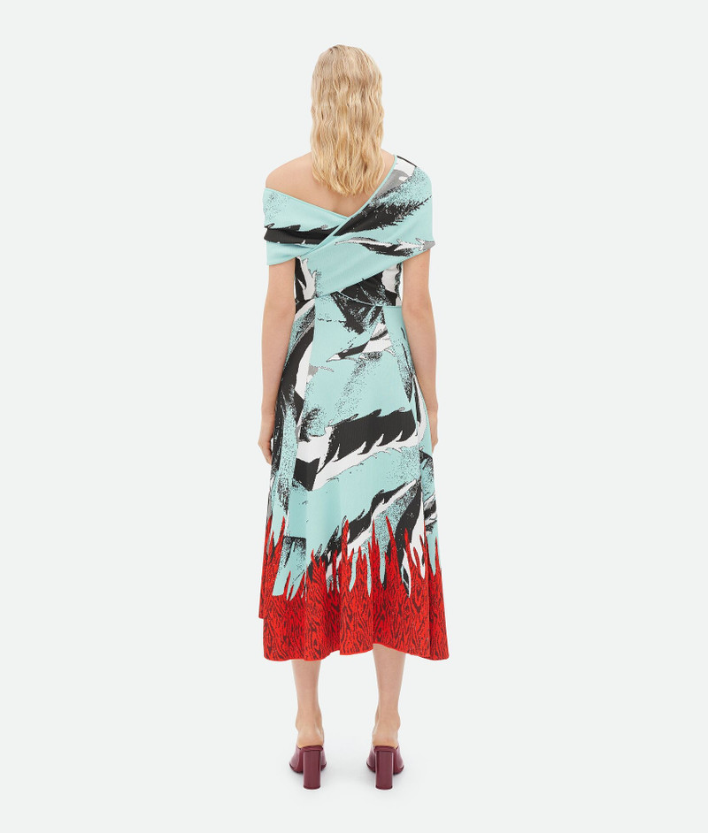Graphic Viscose Jacquard Asymmetric Midi Dress 3