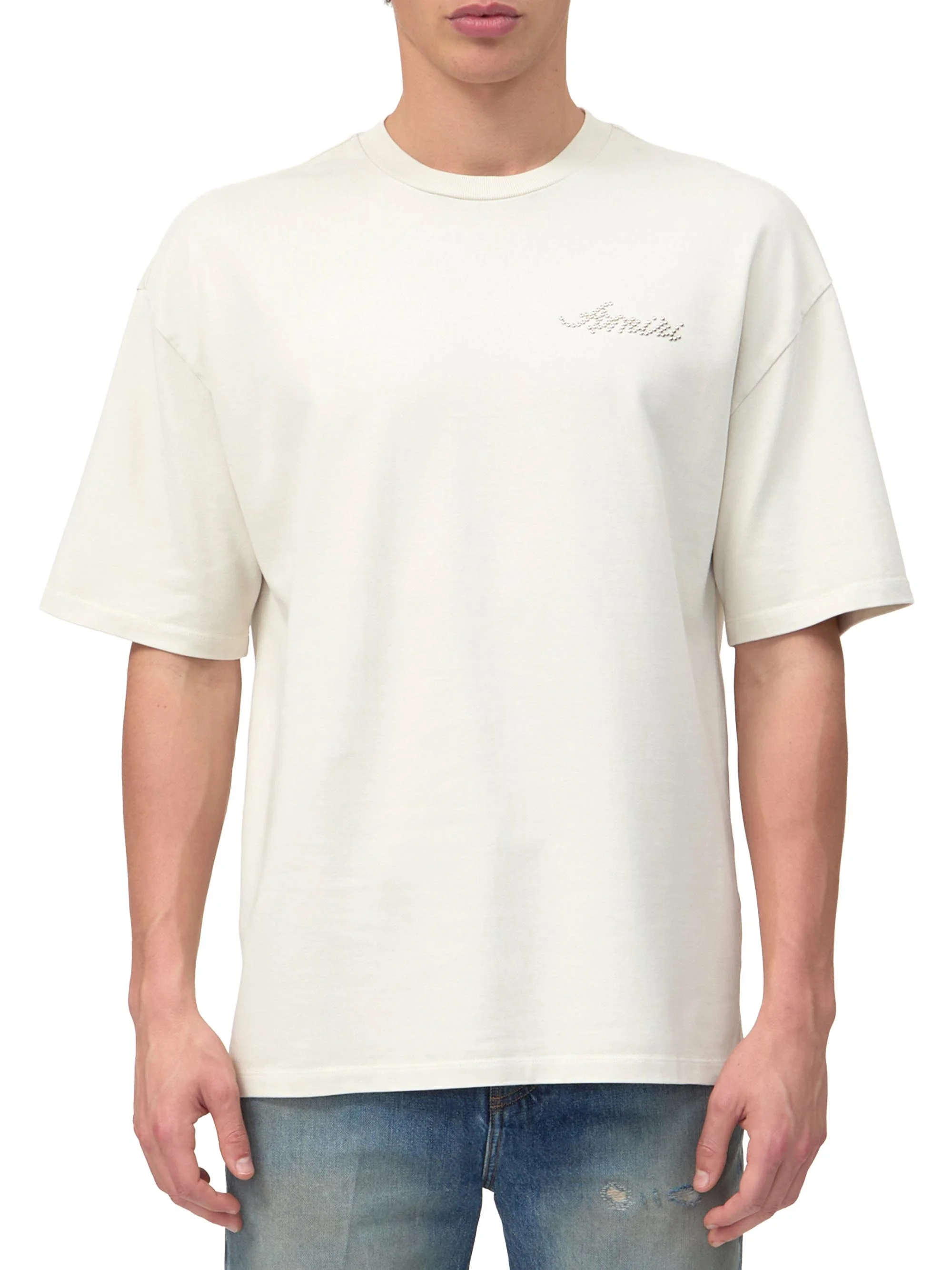 Men's Logo Stud Oversized T-Shirt - Ivory - 1
