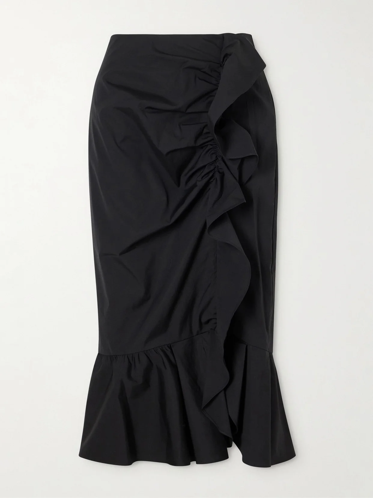 Ruched Cotton-blend Midi Skirt - 1