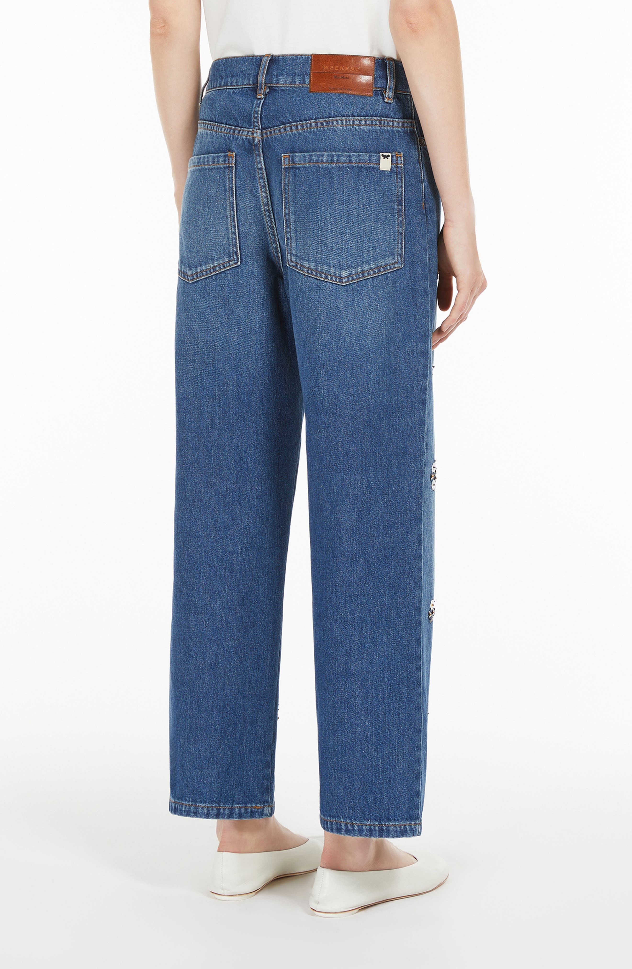 Weekend Max Mara Manetta Floral Detail Jeans in Navy at Nordstrom - 2