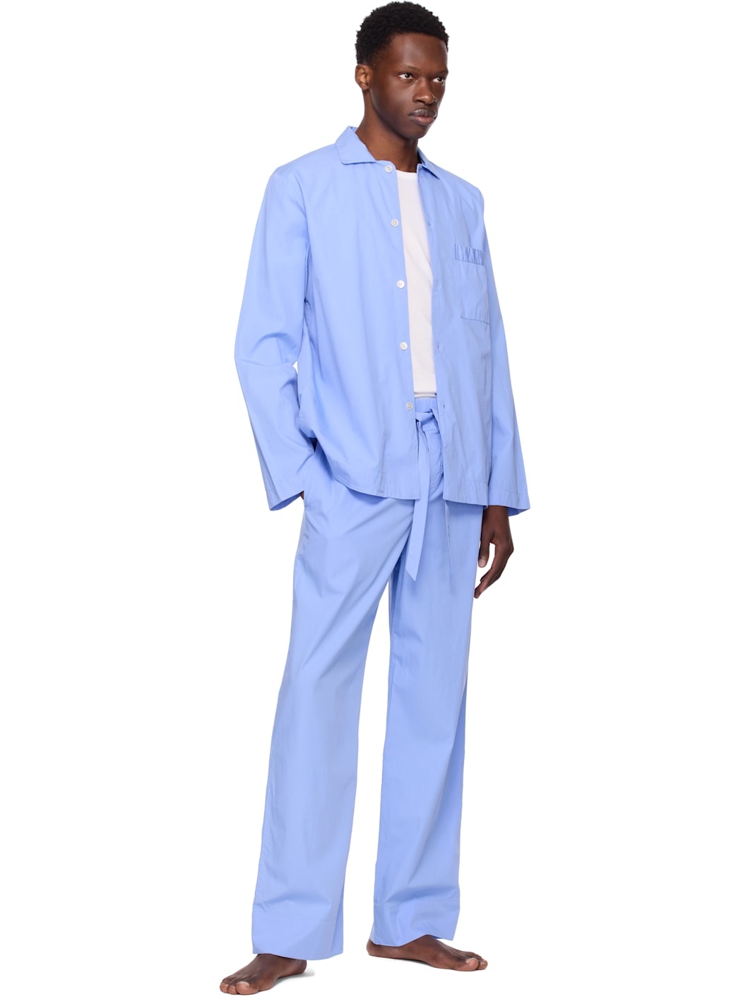 Blue Poplin Pyjama Pants - 4