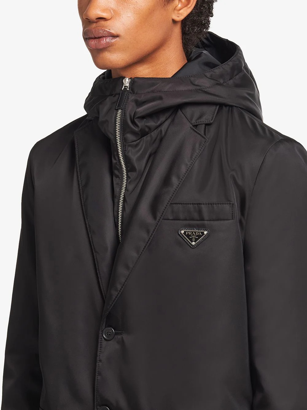 logo-plaque hooded jacket - 5