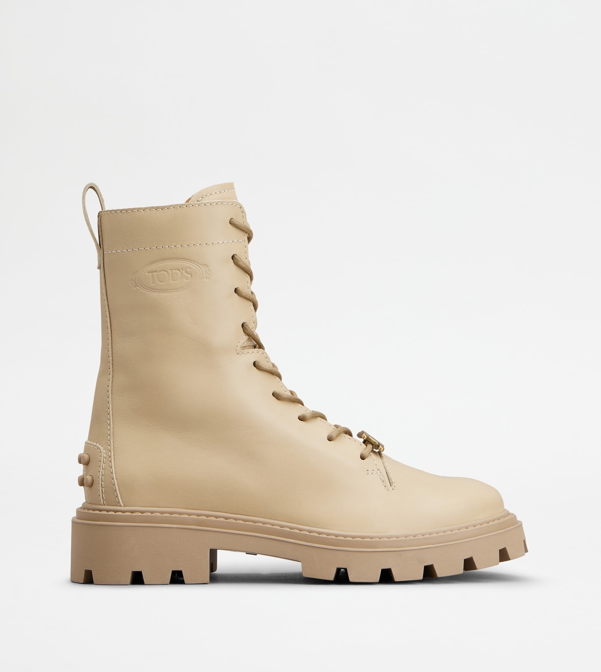 COMBAT BOOTS IN LEATHER - BEIGE - 1