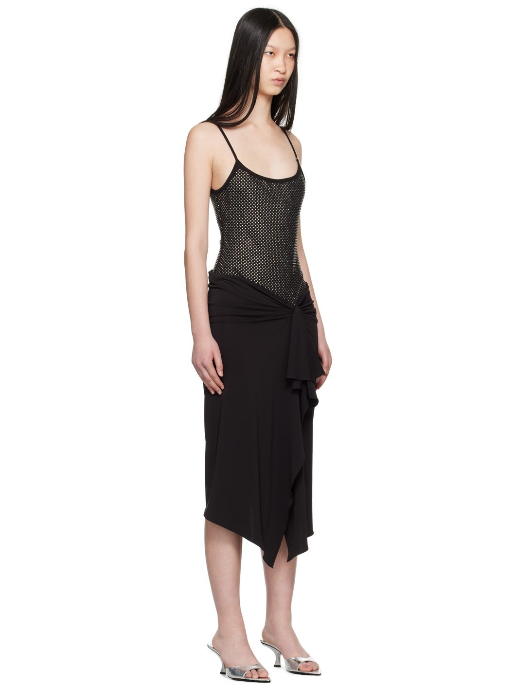 Black Crystal-Cut Midi Dress - 2