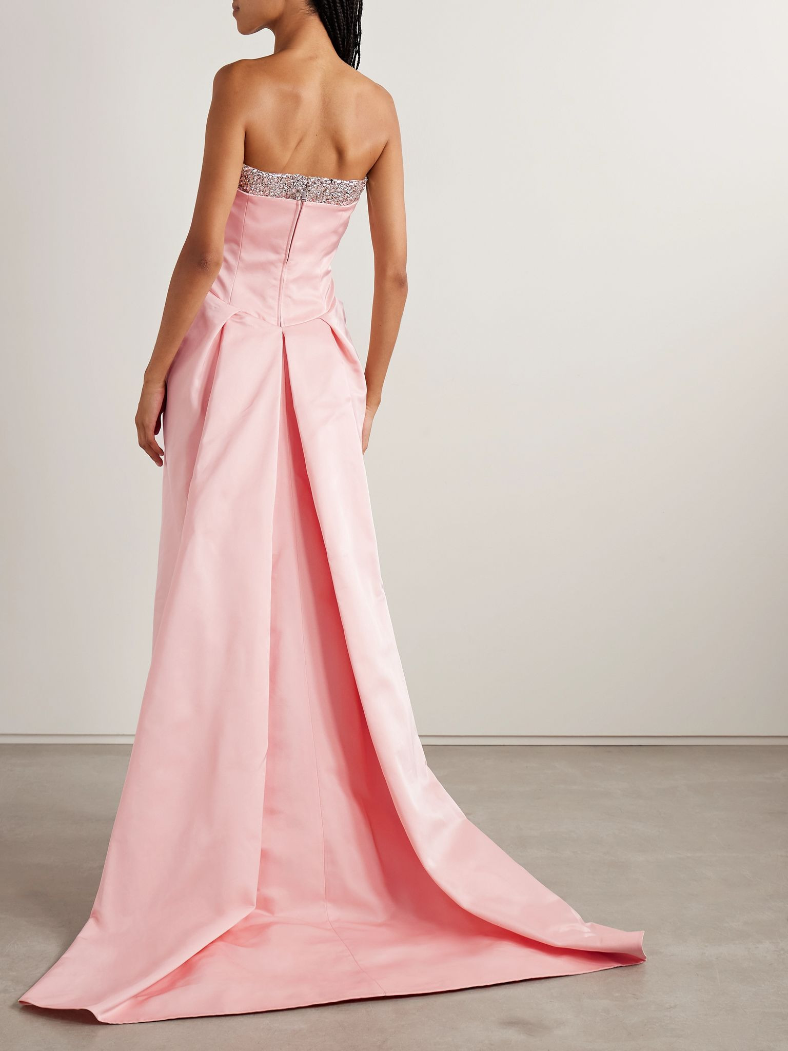 Strapless crystal-embellished taffeta gown Baby pink - 3