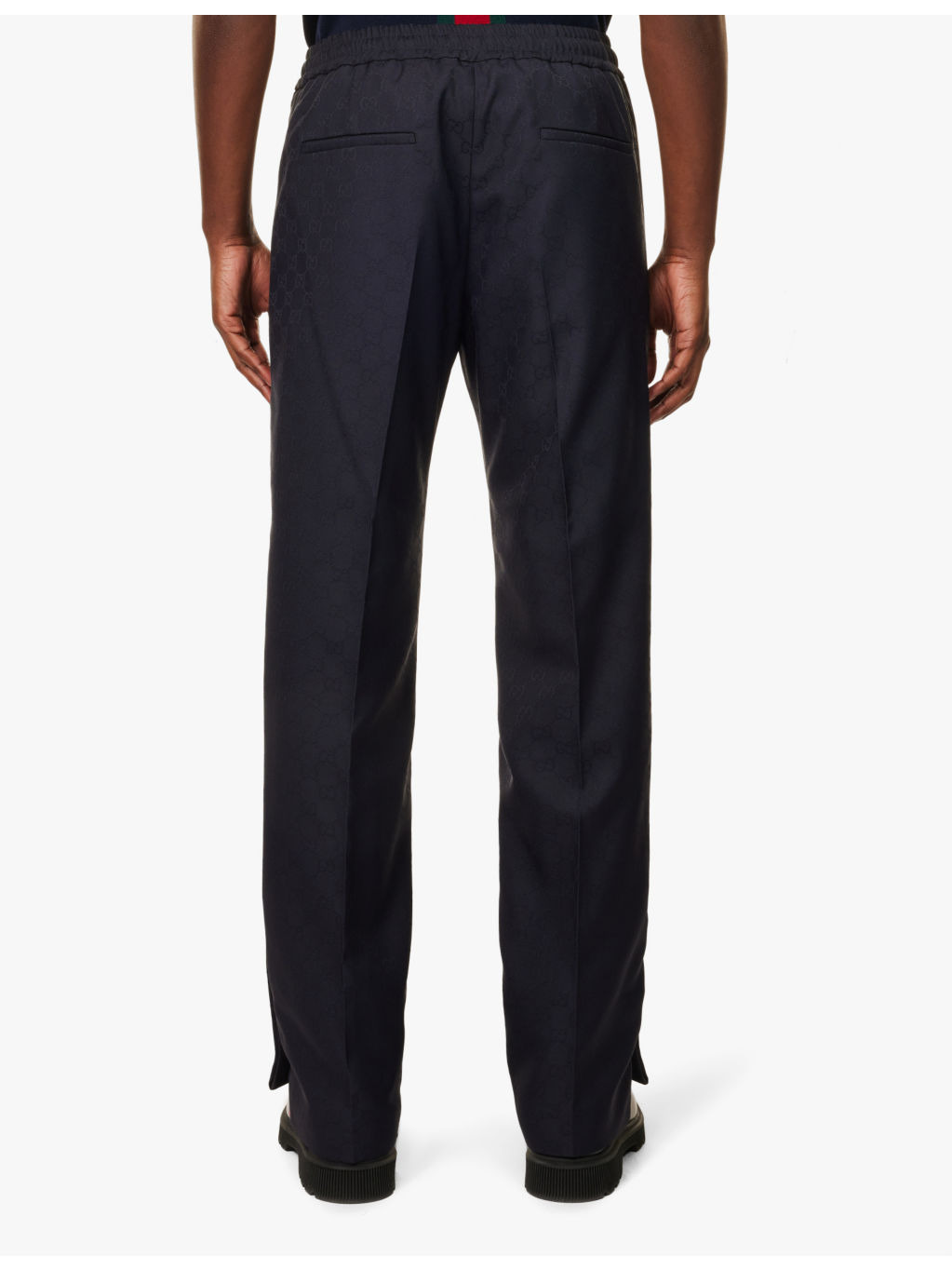 Monogram-pattern straight-leg mid-rise woven trousers - 4