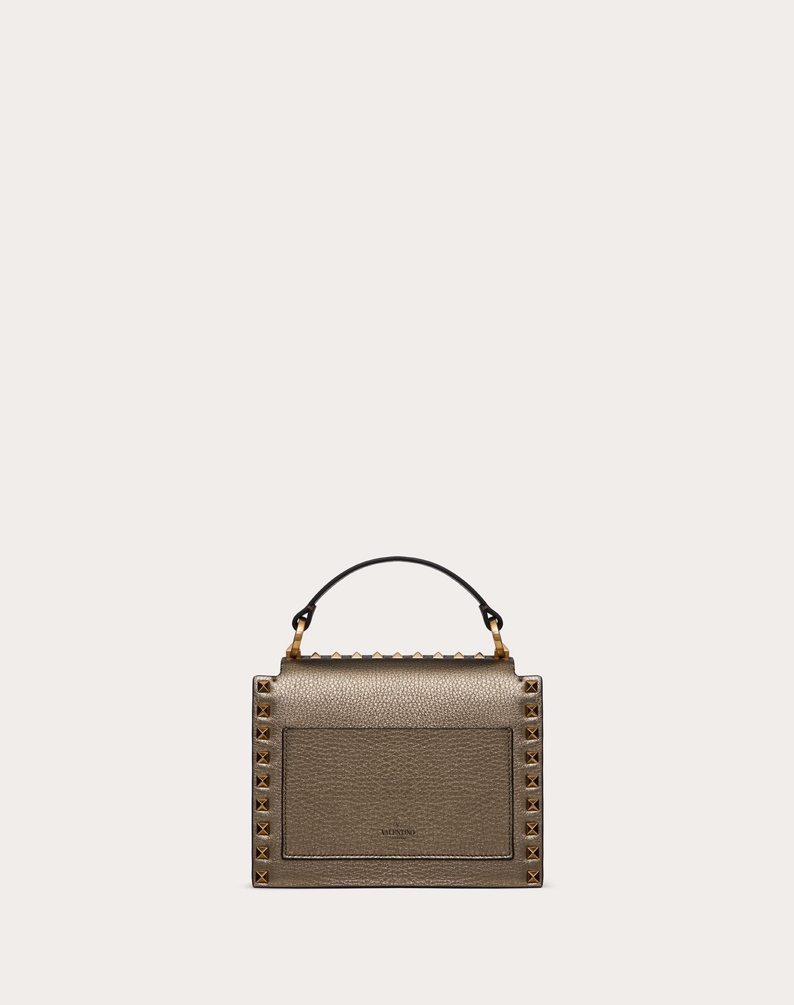 Rockstud Metallic Grainy Calfskin Handbag - 3