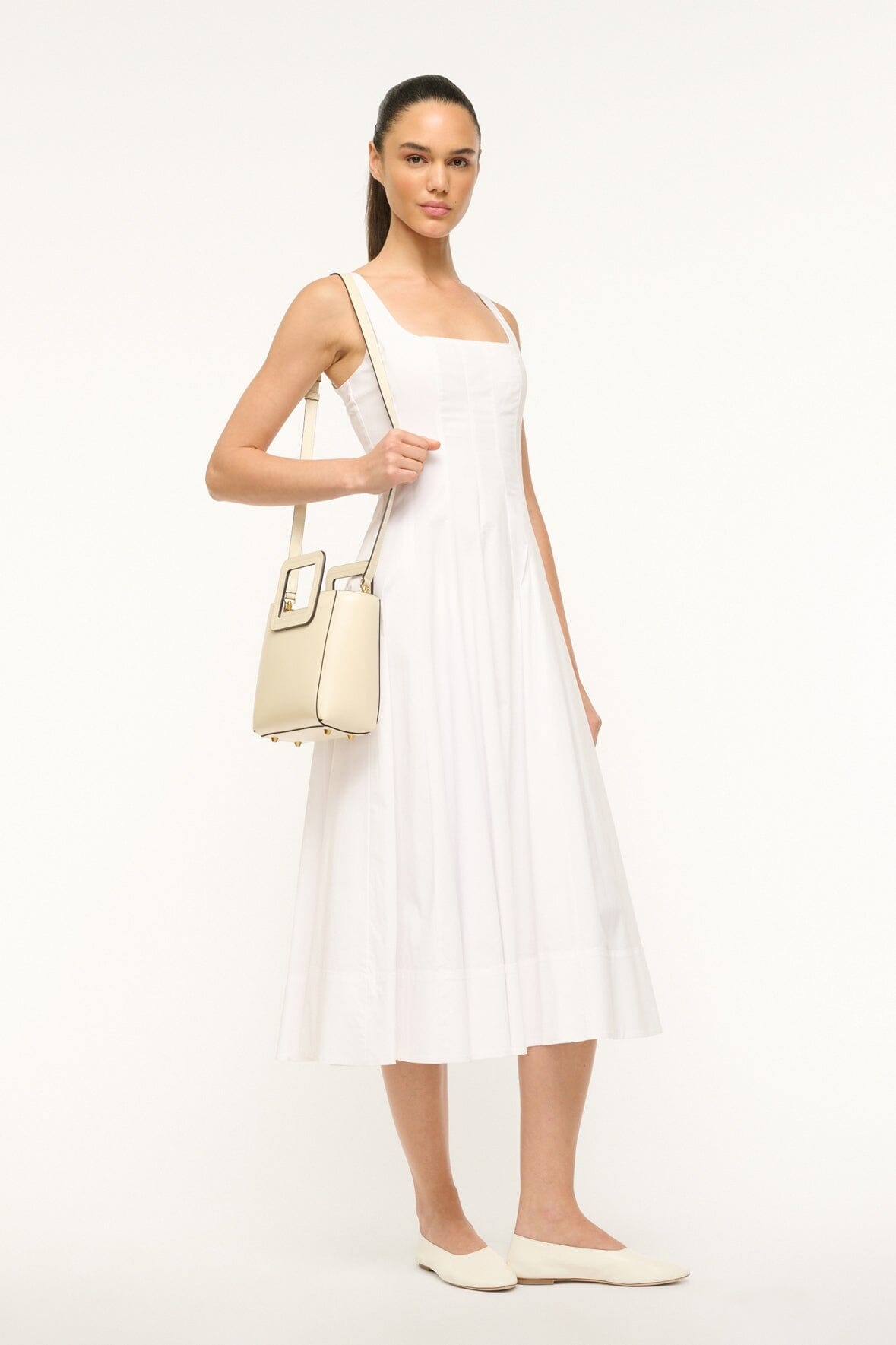 STAUD MINI SHIRLEY LEATHER BAG | CREAM - 5