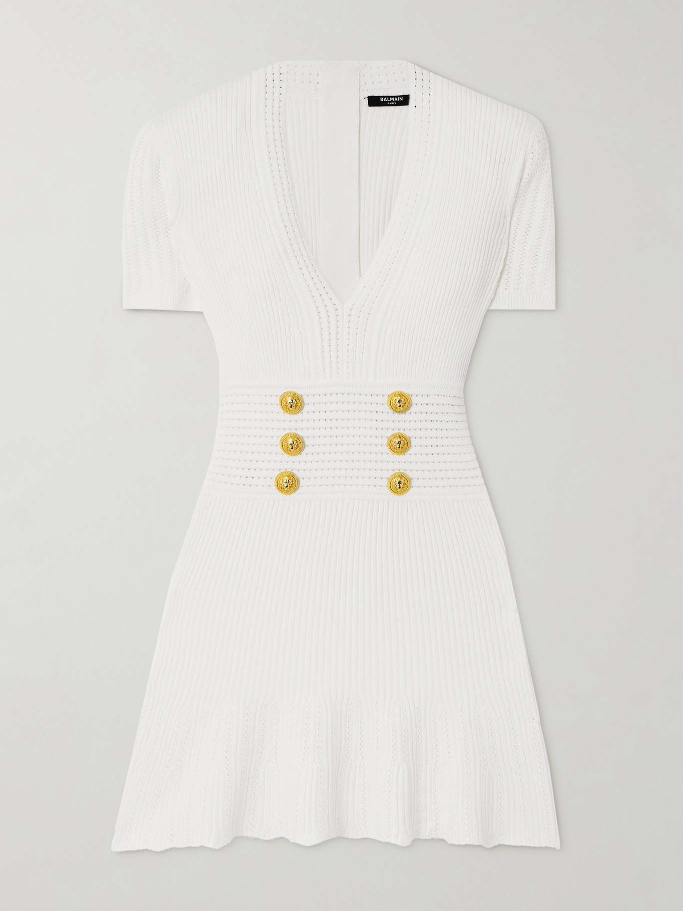 Button-embellished knitted mini dress - 1