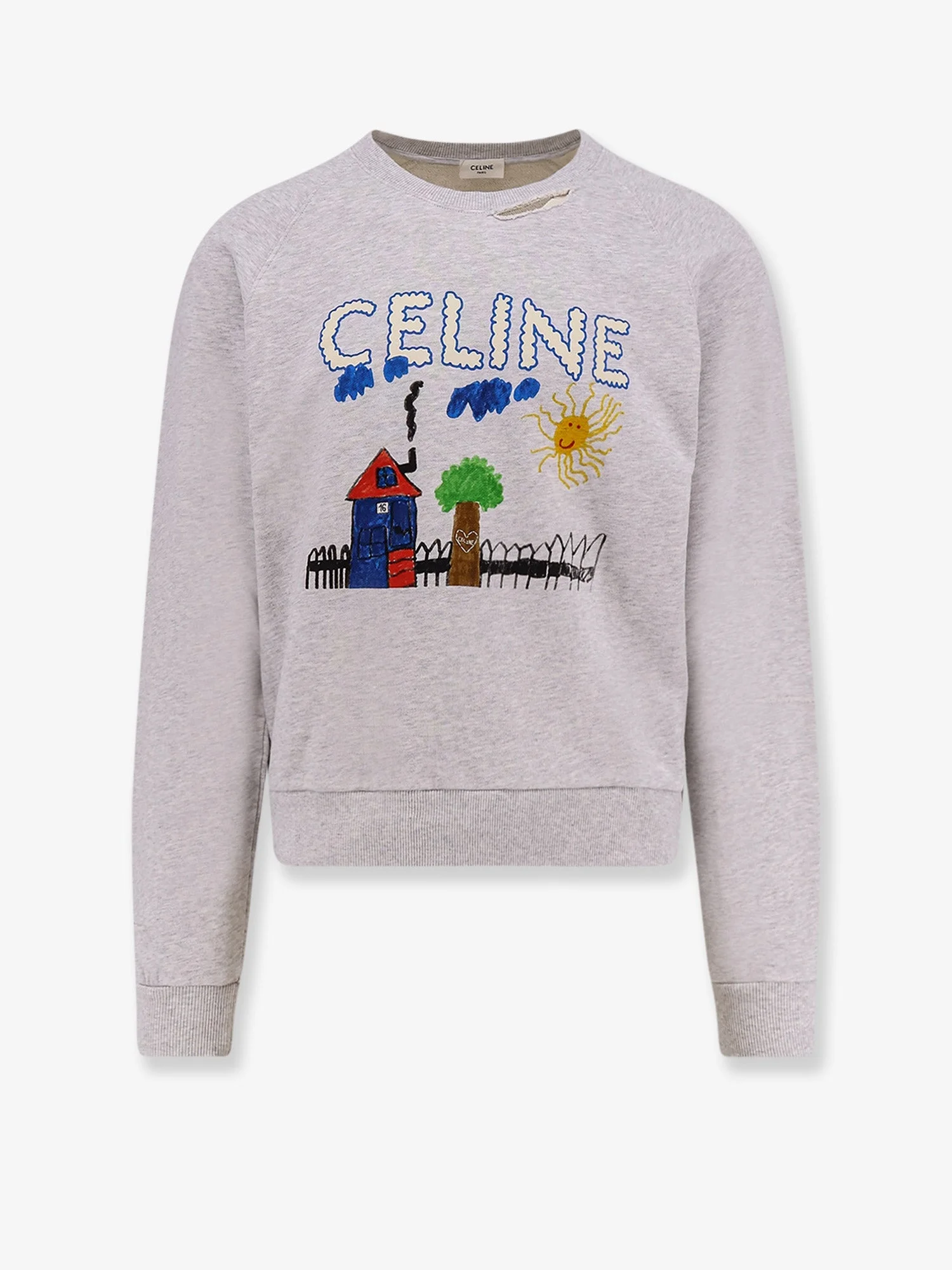 Celine Cotton Sweatshirt With Multicolor Print - 1