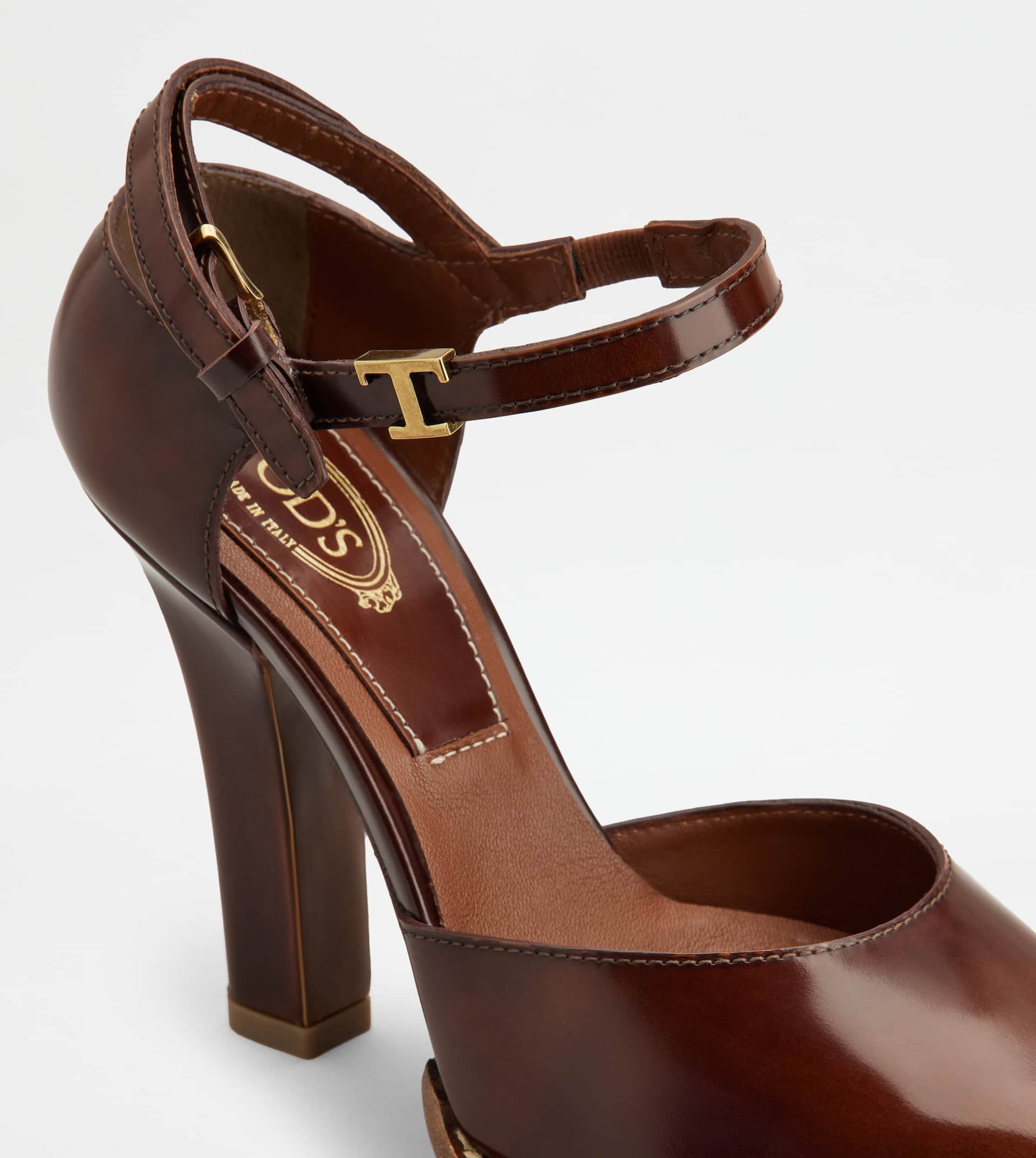 D'ORSAY PUMPS IN LEATHER - BROWN - 6